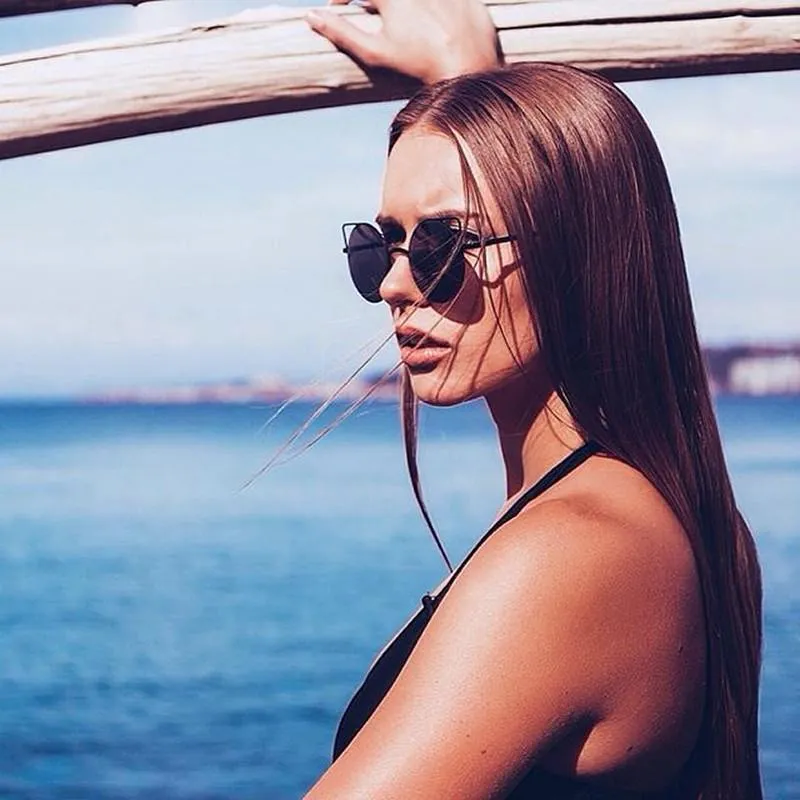 Women's Thin Laser Cut Metal Circle Cat Eye Sunglasses sold by ZeroUV product image thumbnail 2