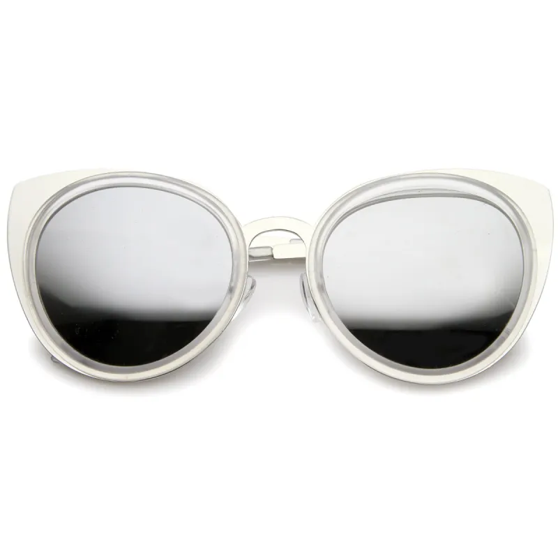 Reinforced Two-Toned Mirrored Lens Cat Eye Sunglasses A106 sold by ZeroUV