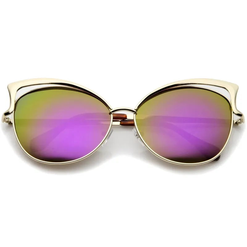 Women's Laser Cut Mirror Lens Cat Eye Sunglasses A447 sold by ZeroUV