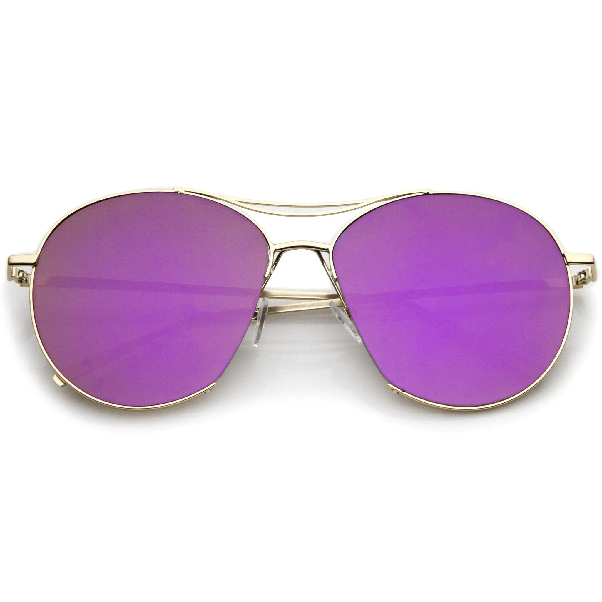 Oversize Thin Metal Mirrored Flat Lens Aviator Sunglasses A817 sold by ZeroUV