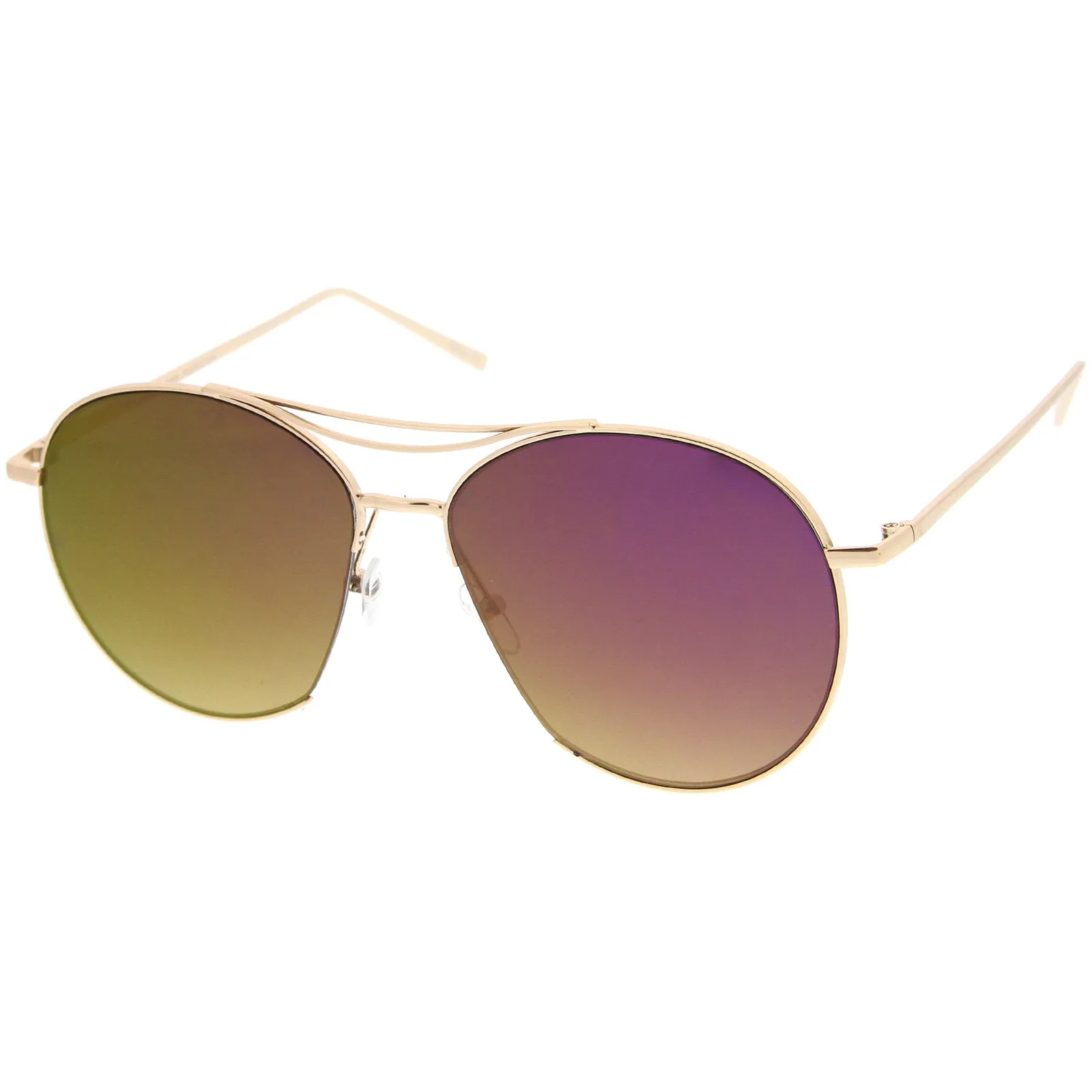 Oversize Thin Metal Mirrored Flat Lens Aviator Sunglasses A817 sold by ZeroUV product image thumbnail 2