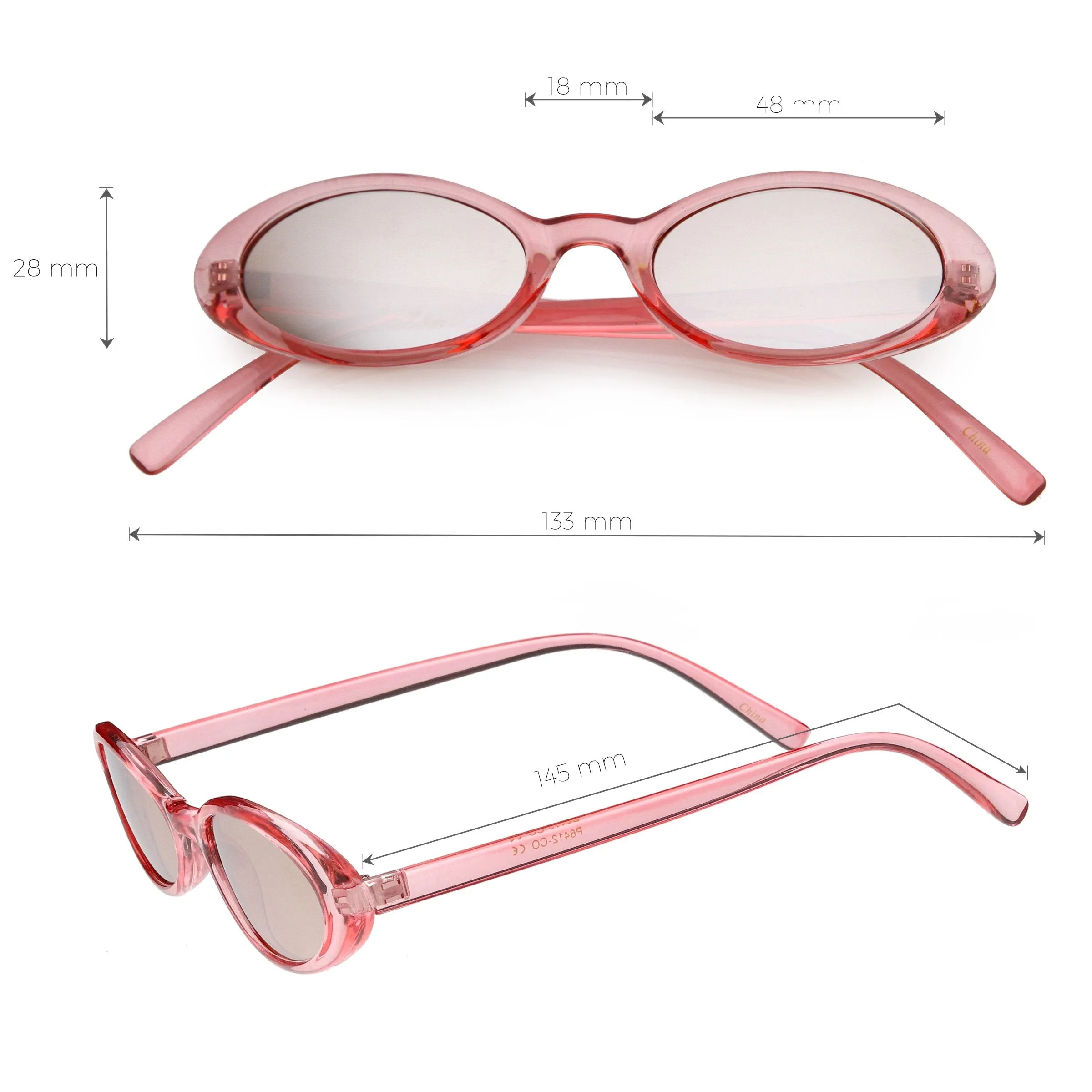 Small Retro 1990's Transparent Mirrored Lens Sunglasses C698 sold by ZeroUV product image thumbnail 2