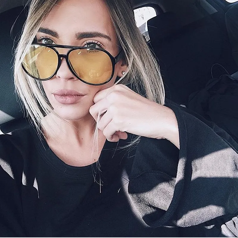 Retro 1980's Fashion Plastic Aviator Yellow Driving Lens Sunglasses 8805 sold by ZeroUV product image thumbnail 5