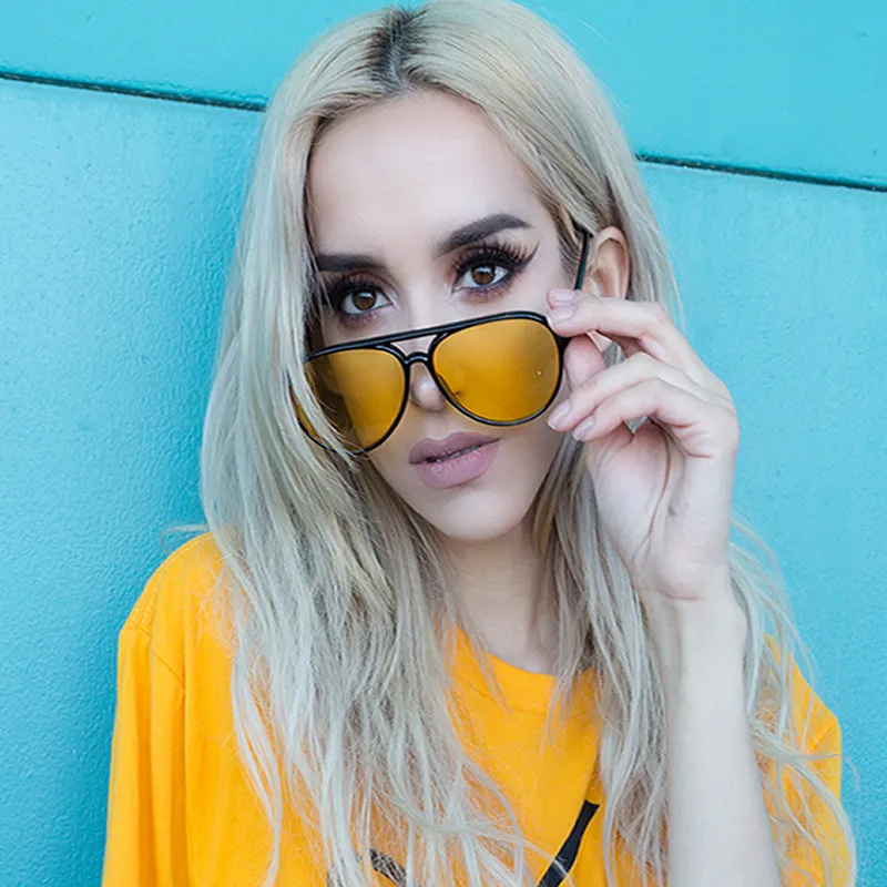 Retro 1980's Fashion Plastic Aviator Yellow Driving Lens Sunglasses 8805 sold by ZeroUV product image thumbnail 2