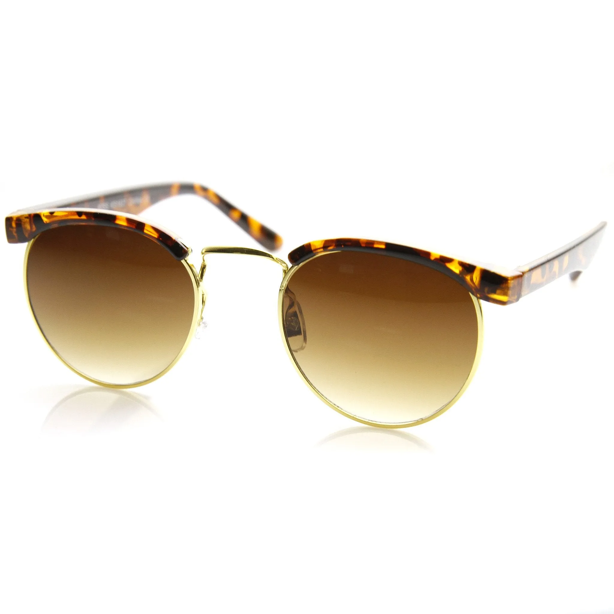 Dapper Vintage Inspired Indie Half Frame Round Sunglasses 9455 sold by ZeroUV product image thumbnail 4