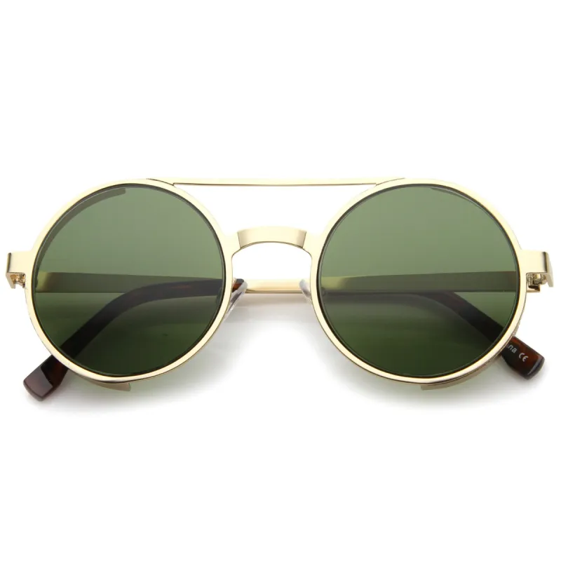 Retro Euro Steampunk Side Cover Round Metal Sunglasses A052 sold by ZeroUV