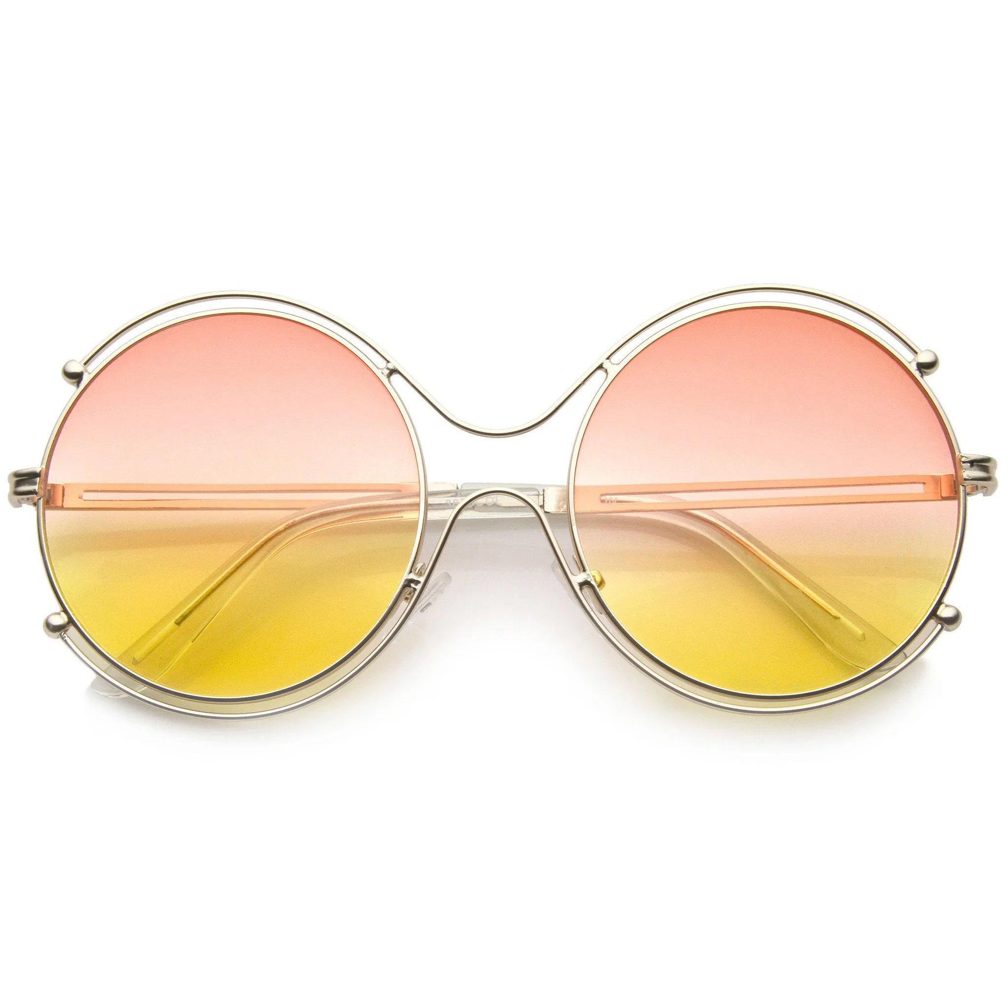 Women's Dual Wire Frame Round Gradient Len Sunglasses A326 sold by ZeroUV product image thumbnail 3
