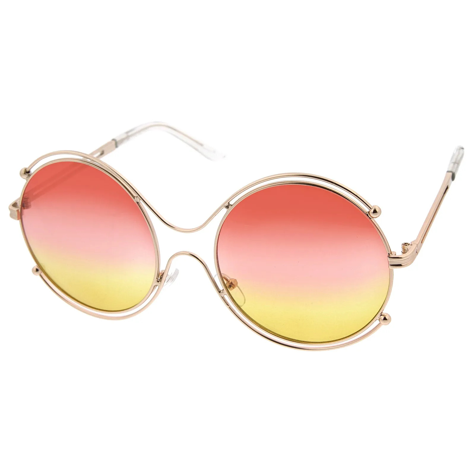 Women's Dual Wire Frame Round Gradient Len Sunglasses A326 sold by ZeroUV product image thumbnail 4