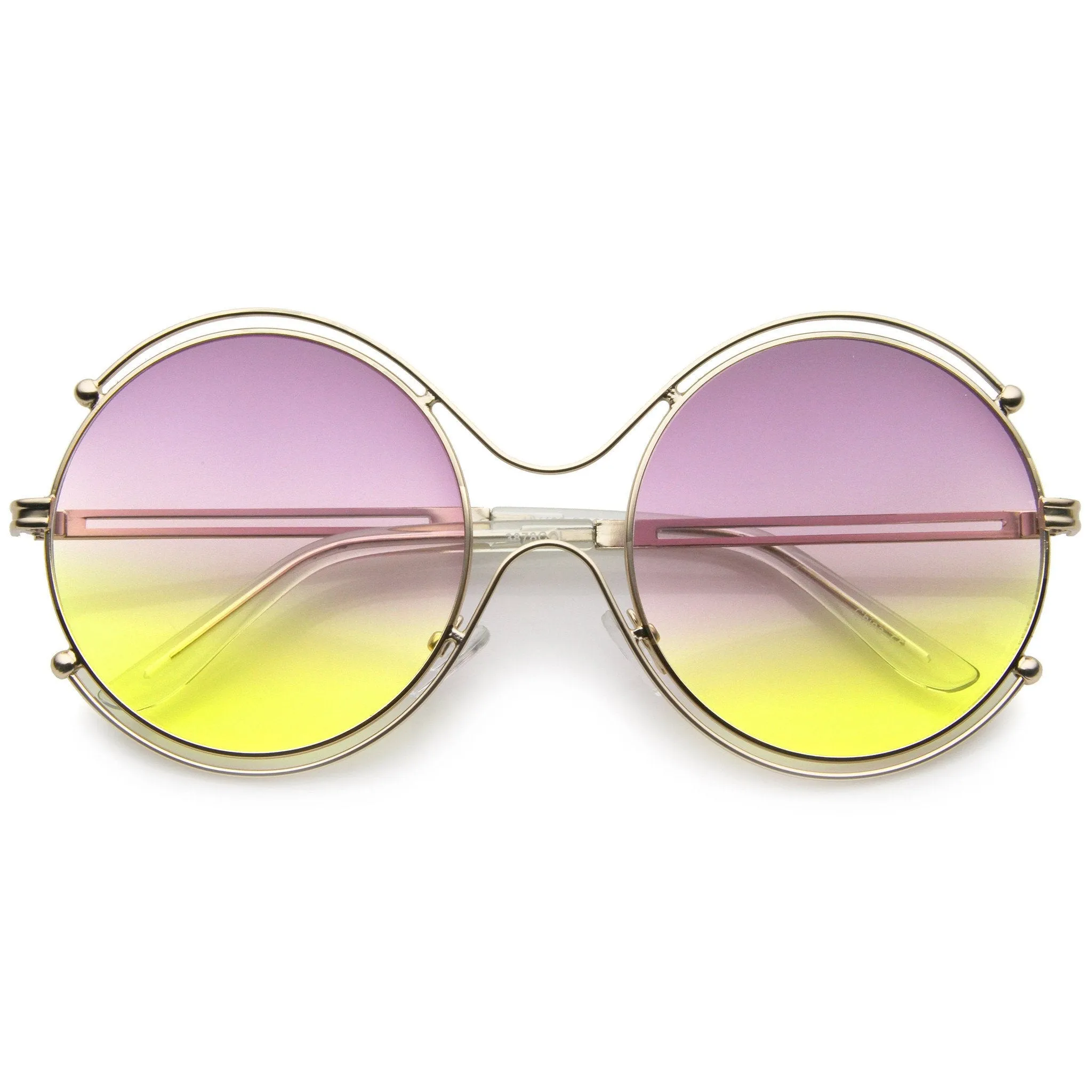 Women's Dual Wire Frame Round Gradient Len Sunglasses A326 sold by ZeroUV product image thumbnail 2