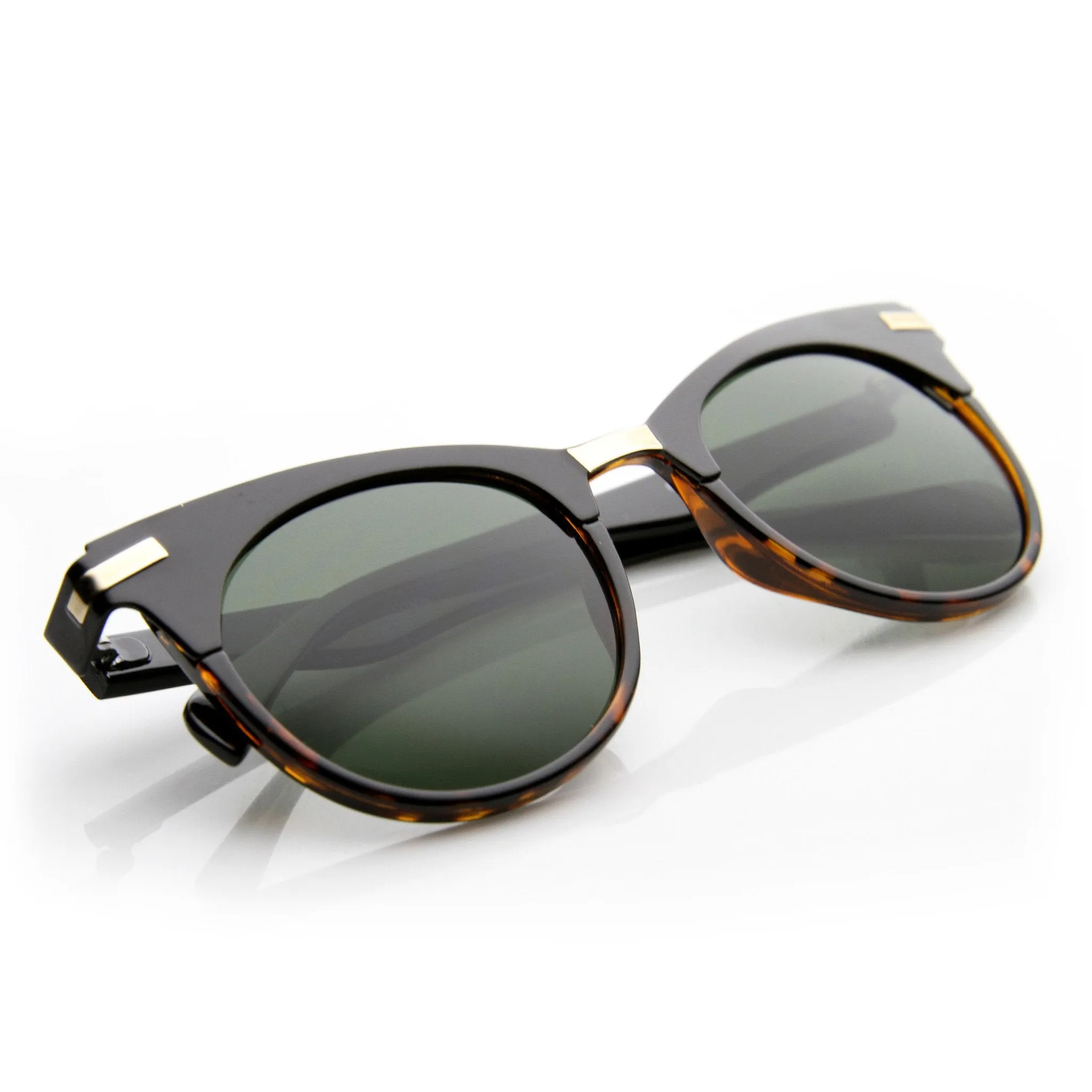 Retro High Temple Cat Eye Horned Rim Round Sunglasses 9615 sold by ZeroUV product image thumbnail 5