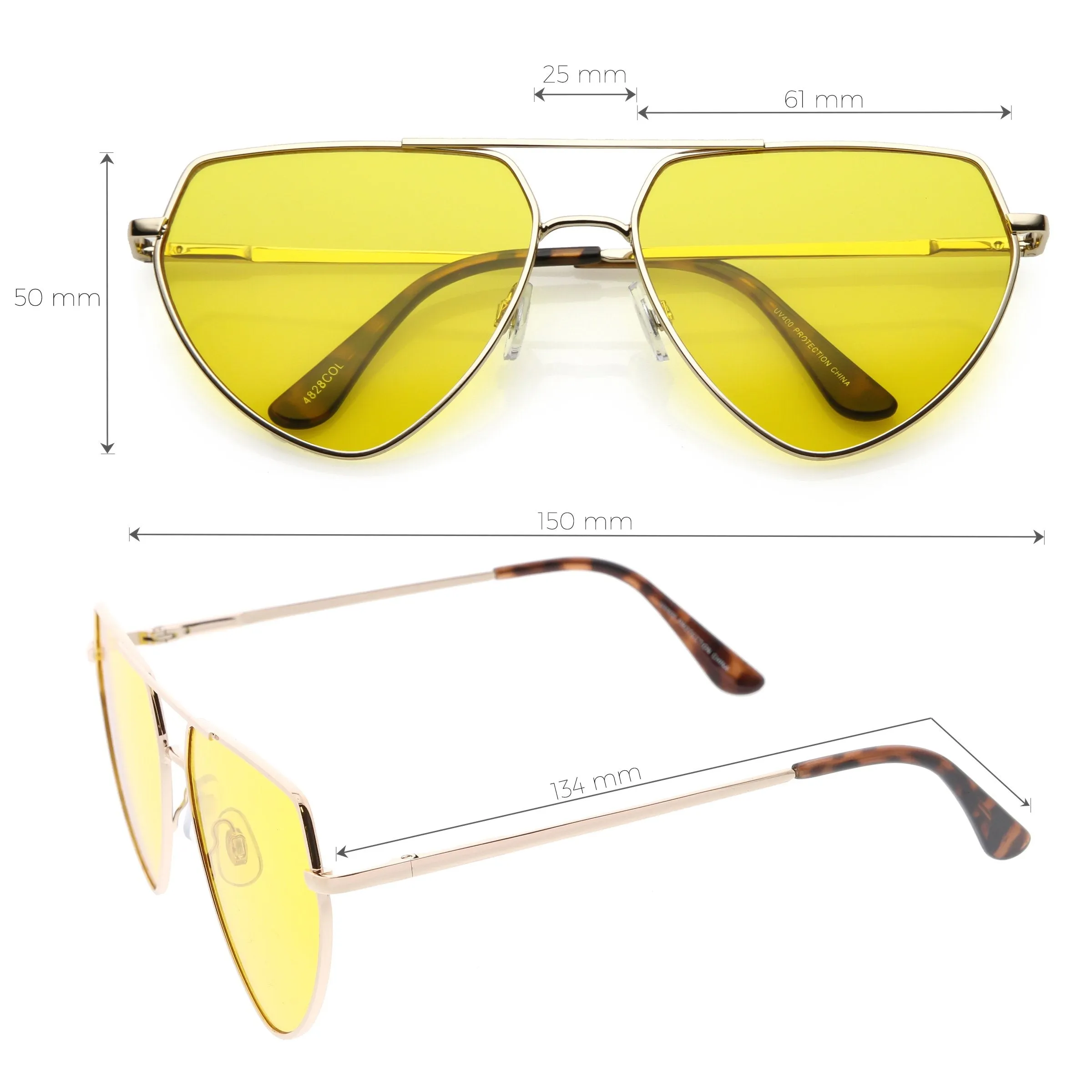 Retro Oversize Color Tone Flat Top Aviator Sunglasses C755 sold by ZeroUV product image thumbnail 2