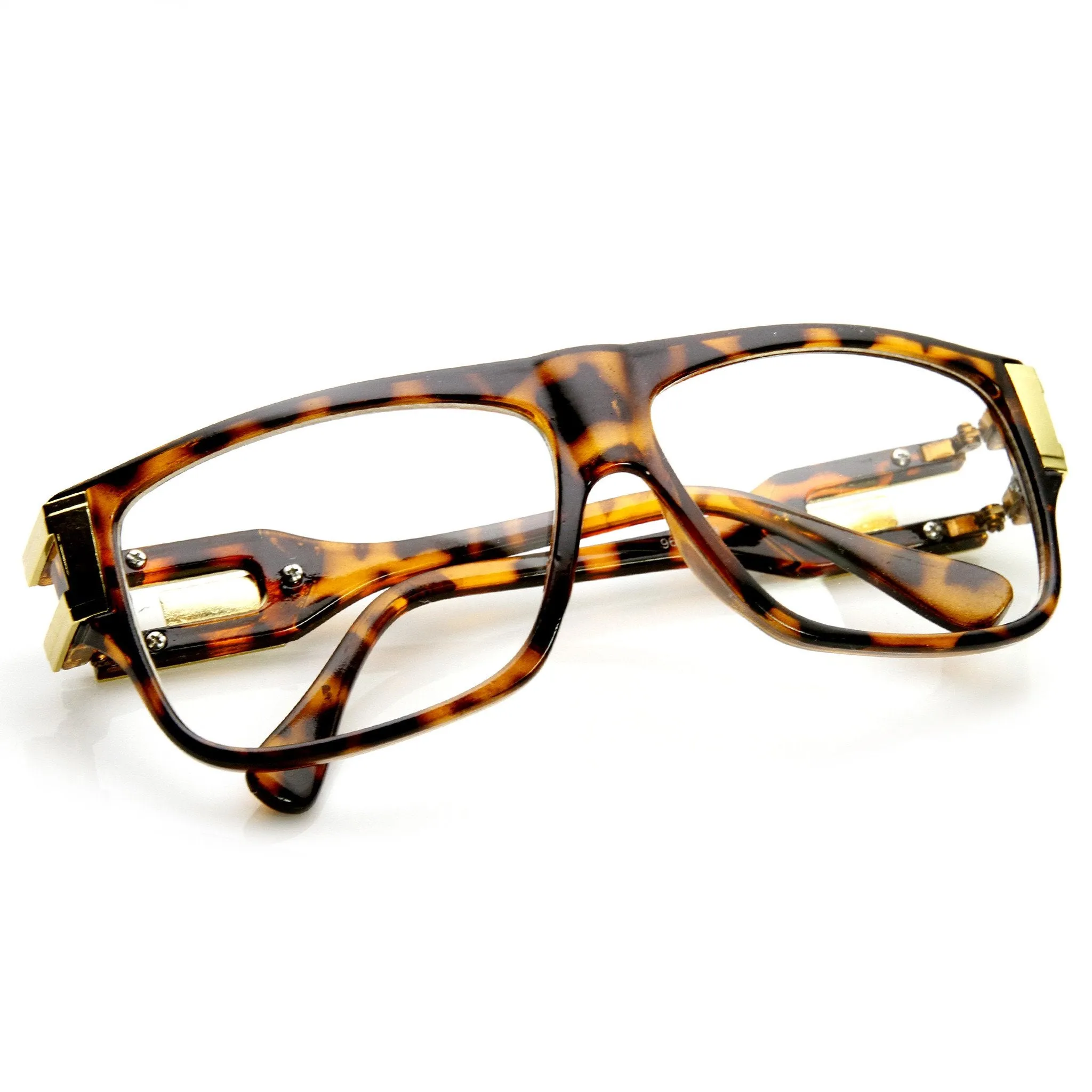 Retro Artist 1970's Fashion Clear Lens Square Aviator Glasses 9262 sold by ZeroUV product image thumbnail 2