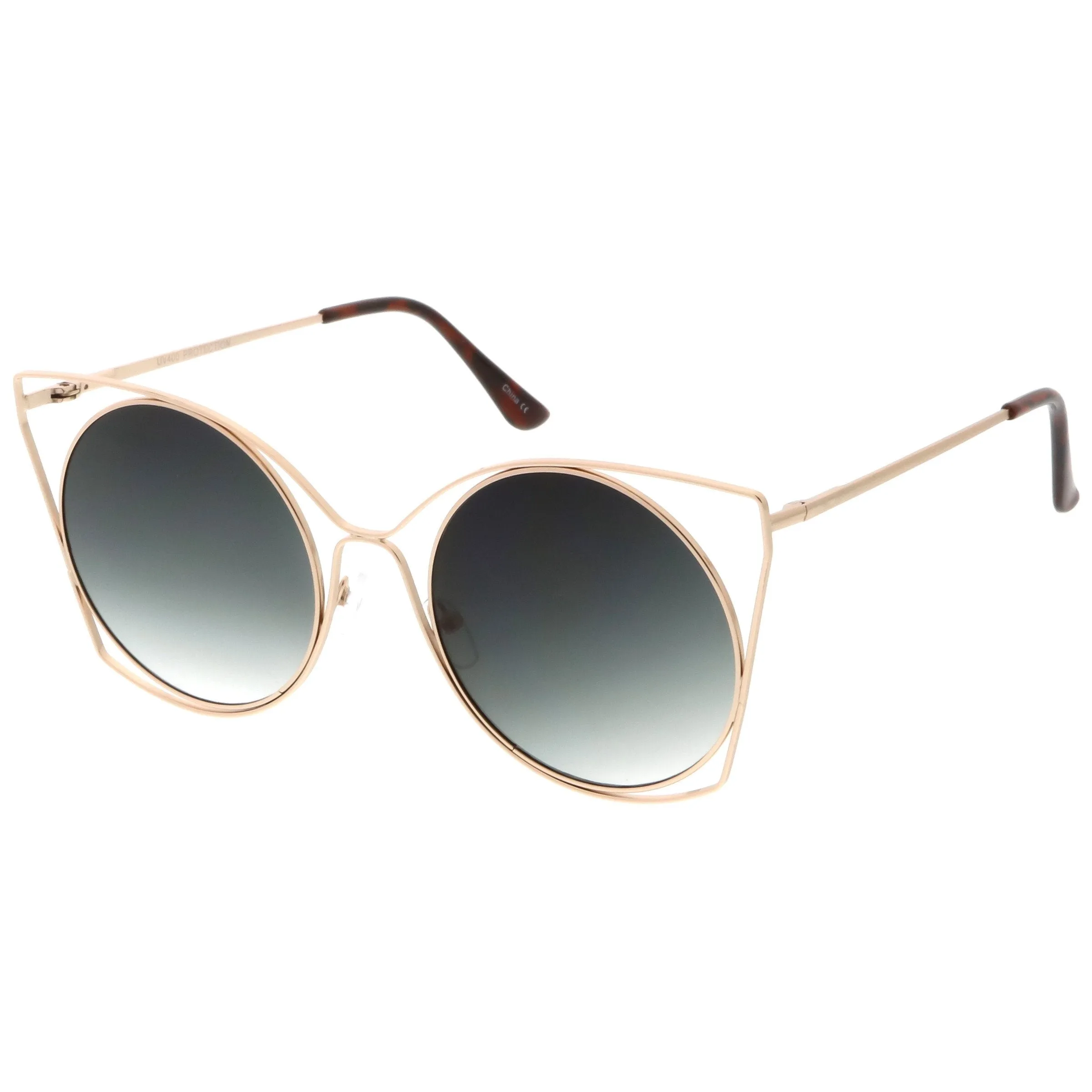 Women's Oversize Round Laser Cut Cat Eye Sunglasses C216 sold by ZeroUV product image thumbnail 2