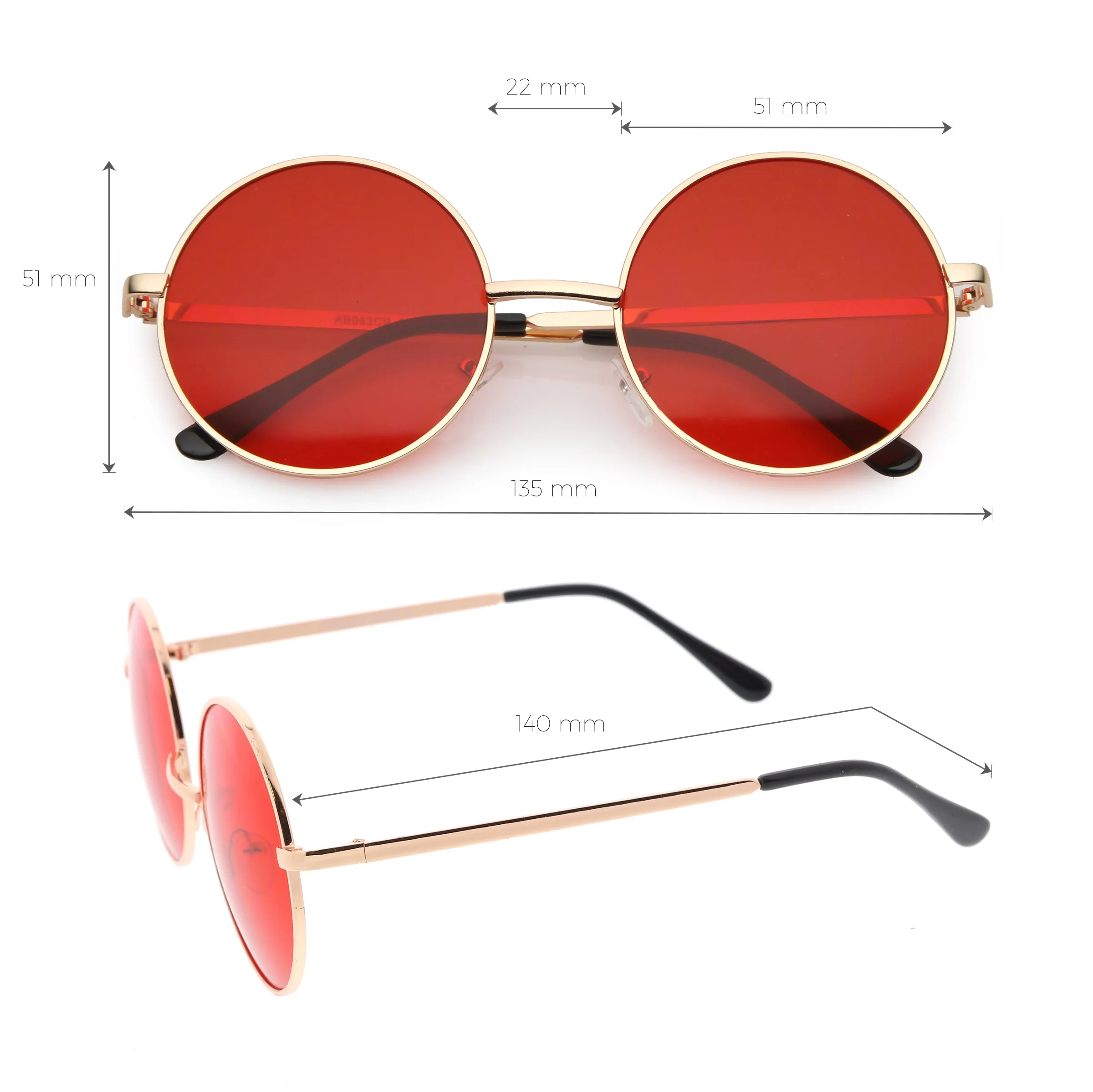 Retro Hippie Round Color Tone Metal Sunglasses 9892 sold by ZeroUV product image thumbnail 4