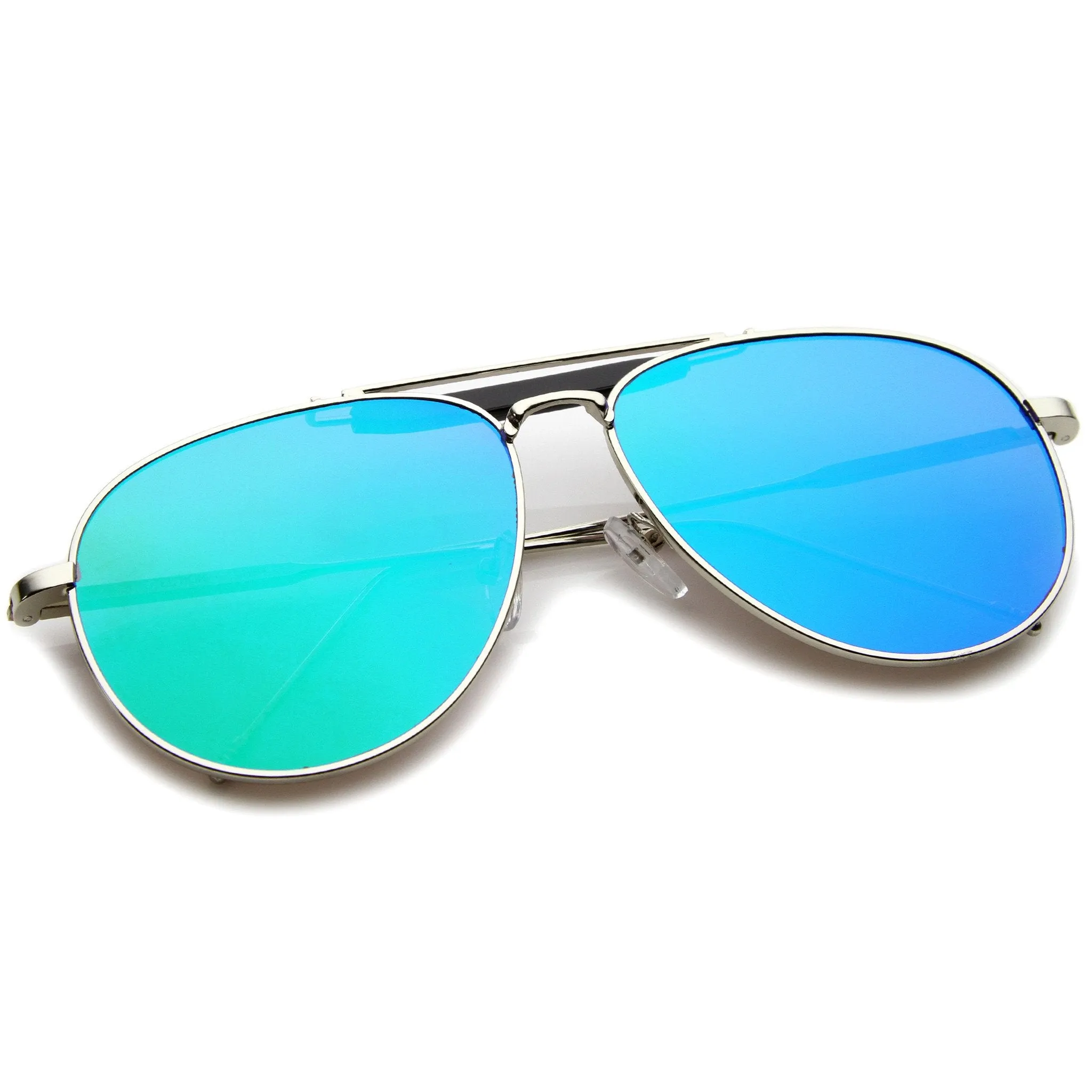 Large Crossbar Teardrop Mirrored Flat Lens Sunglasses A214 sold by ZeroUV product image thumbnail 4