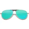 Large Crossbar Teardrop Mirrored Flat Lens Sunglasses A214 sold by ZeroUV