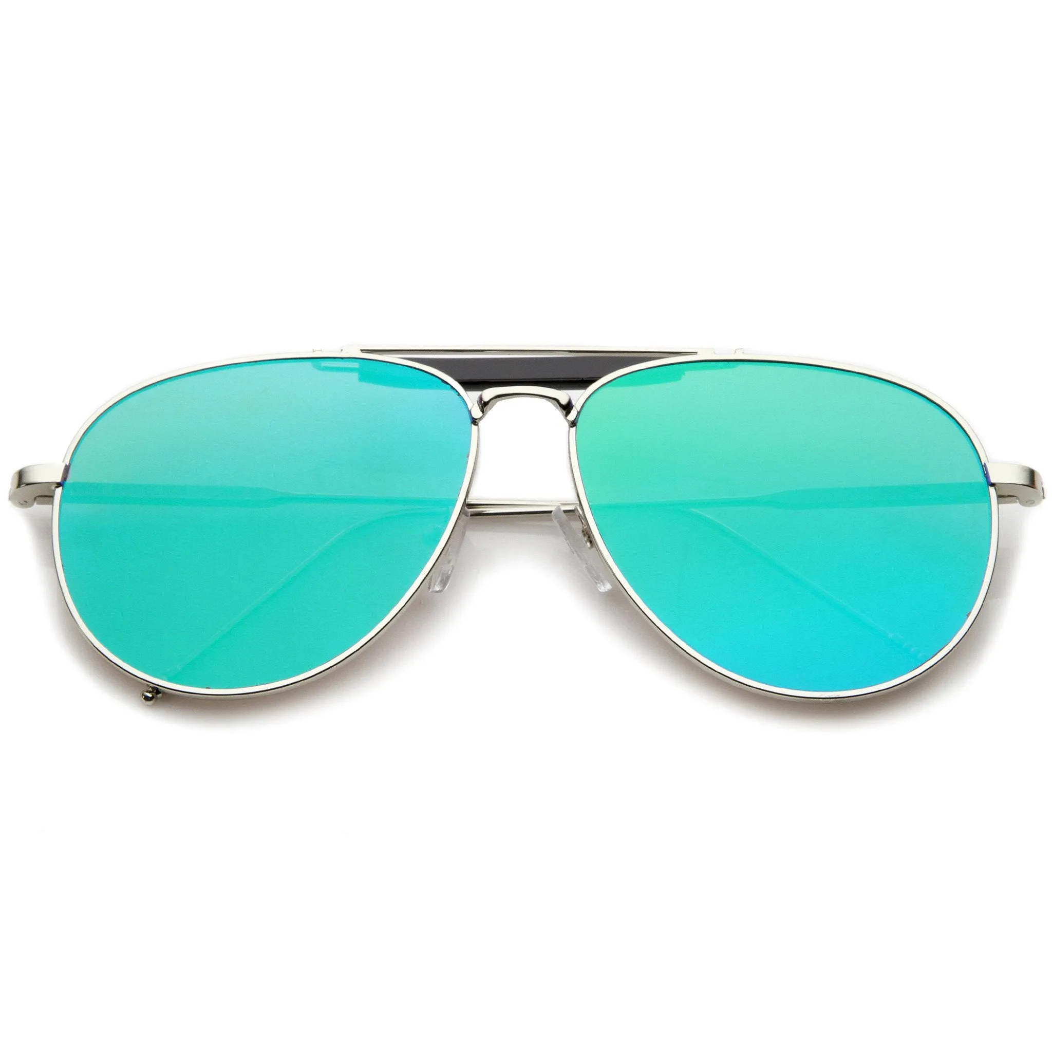 Large Crossbar Teardrop Mirrored Flat Lens Sunglasses A214 sold by ZeroUV