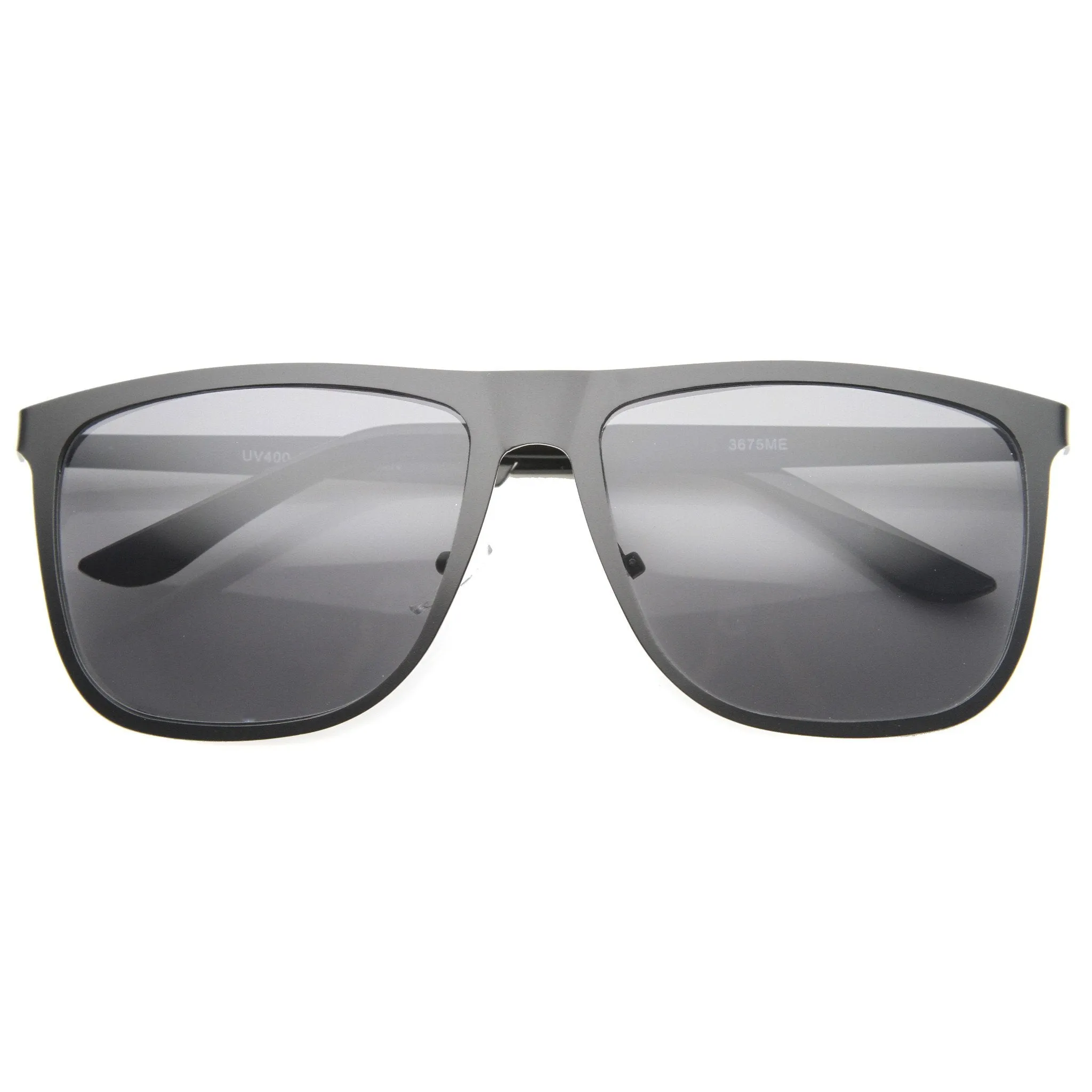Modern Flat Top Full Metal Horned Rim Sunglasses A006 sold by ZeroUV product image thumbnail 2