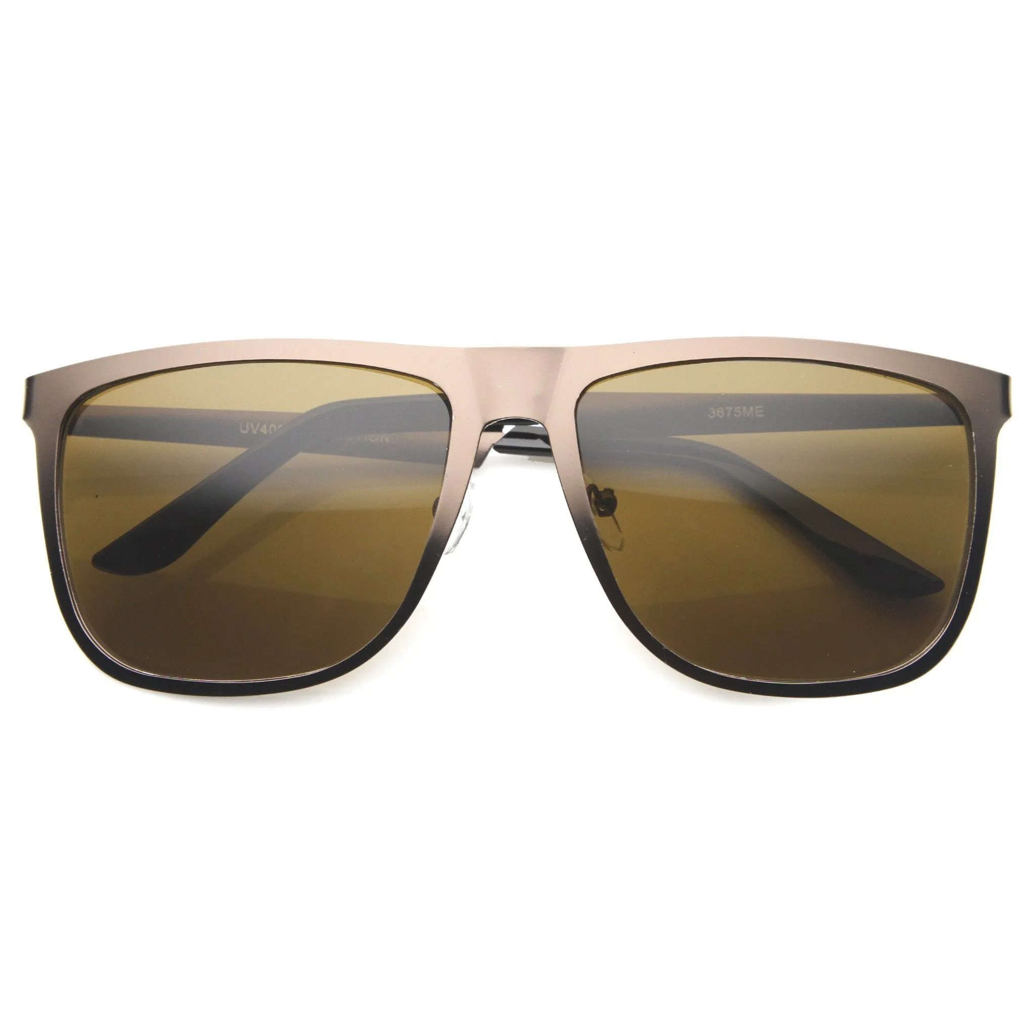 Modern Flat Top Full Metal Horned Rim Sunglasses A006 sold by ZeroUV product image thumbnail 3