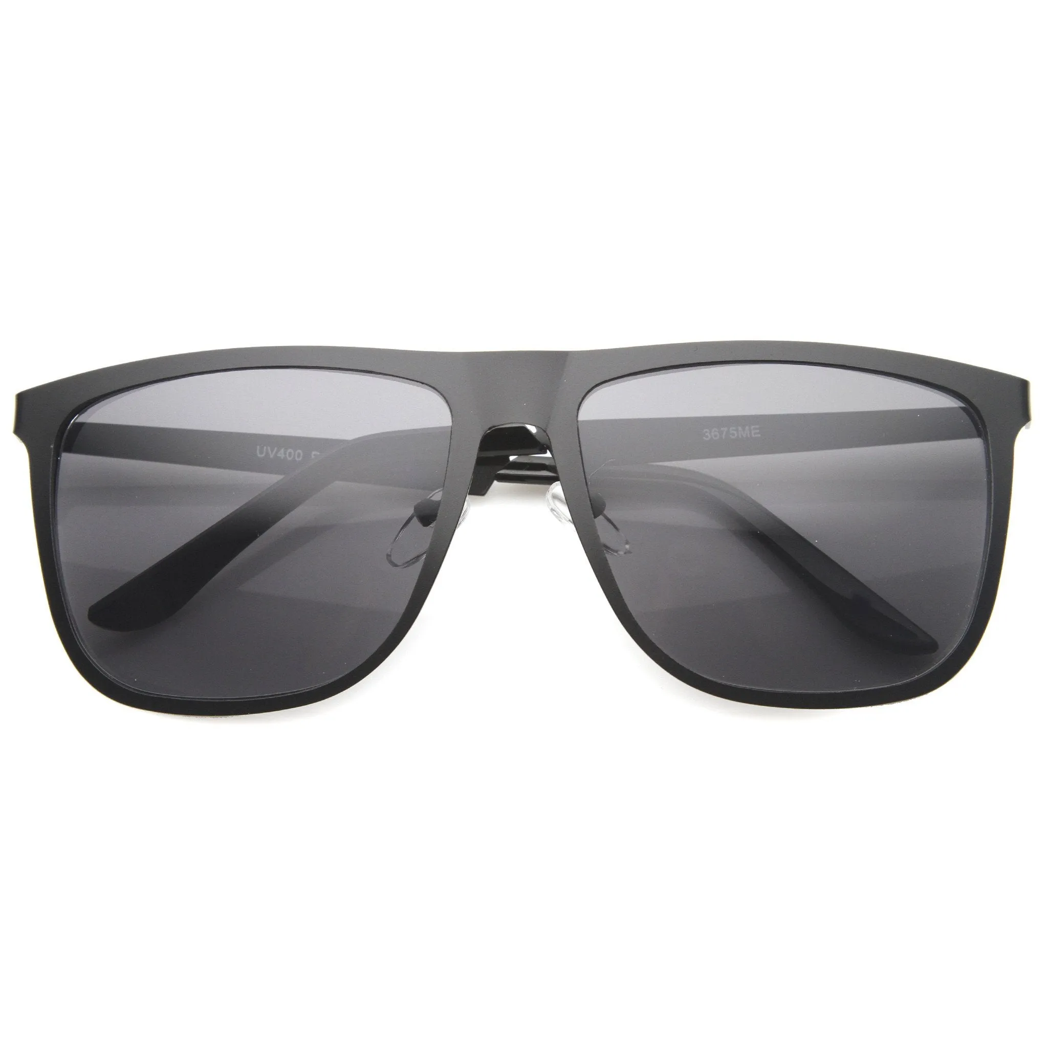 Modern Flat Top Full Metal Horned Rim Sunglasses A006 sold by ZeroUV product image thumbnail 4