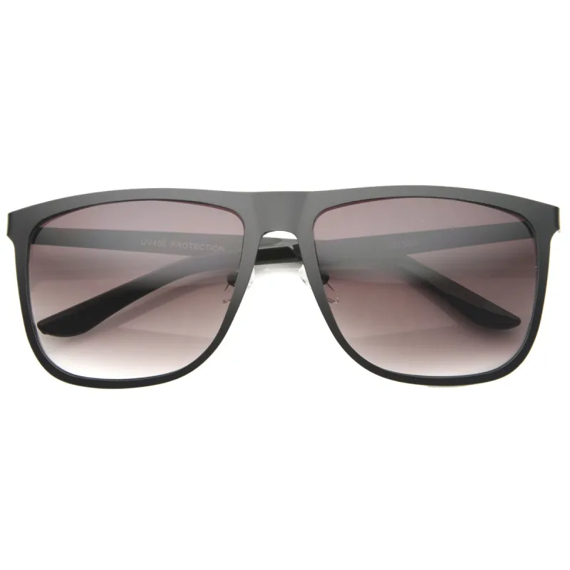 Modern Flat Top Full Metal Horned Rim Sunglasses A006 sold by ZeroUV