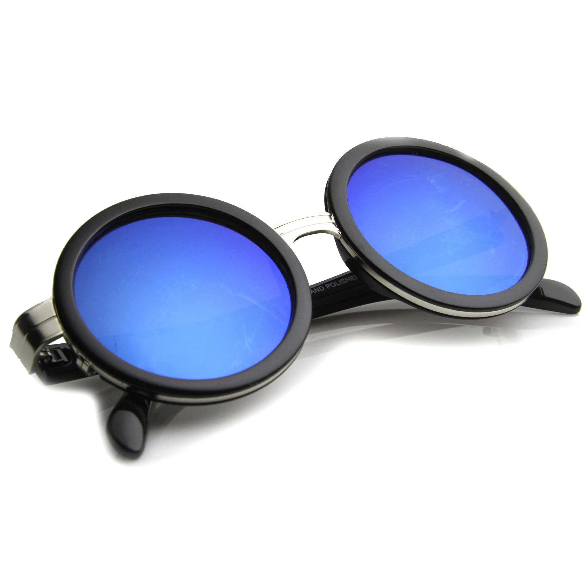 Large Round Frame With Metal Accents Retro Sunglasses 9888 sold by ZeroUV product image thumbnail 4