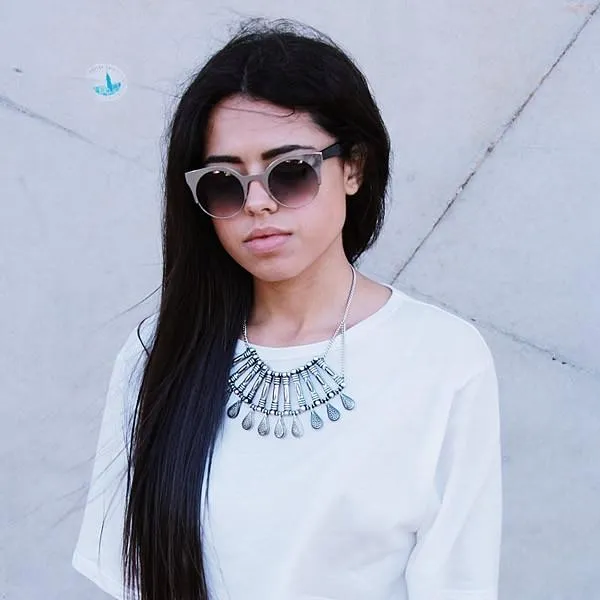 Trendy Full Metal Half Frame Cat Eye Round Sunglasses 8821 sold by ZeroUV product image thumbnail 4