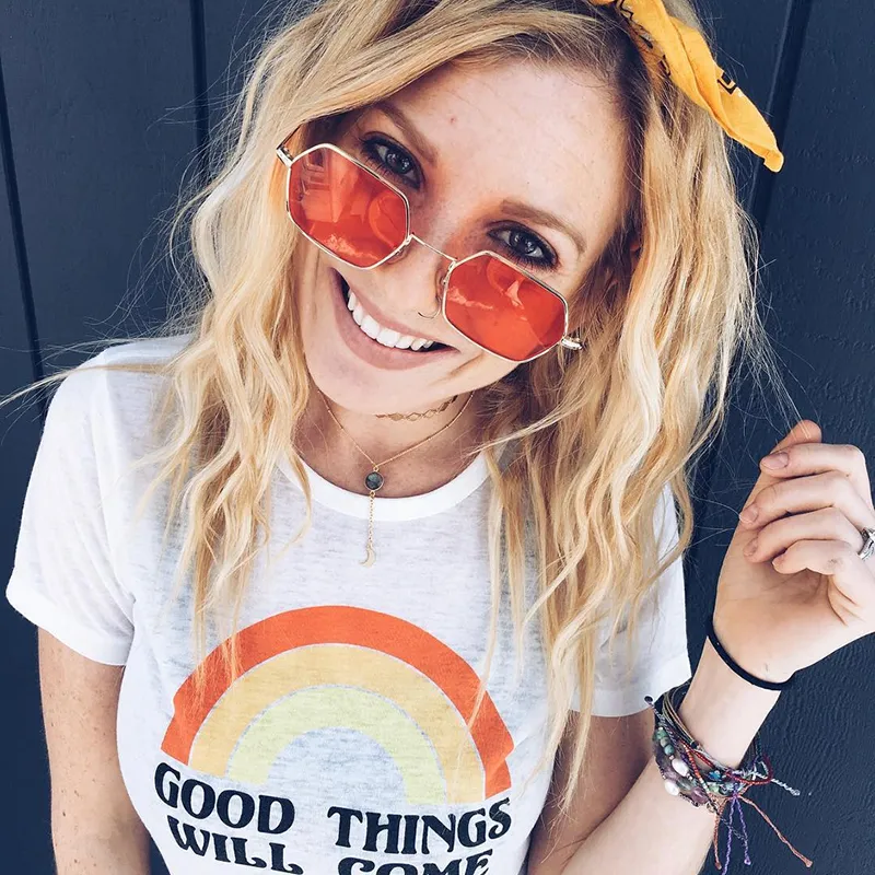 Retro Small Hexagon Colored Flat Lens Metal Frame Sunglasses sold by ZeroUV product image thumbnail 3