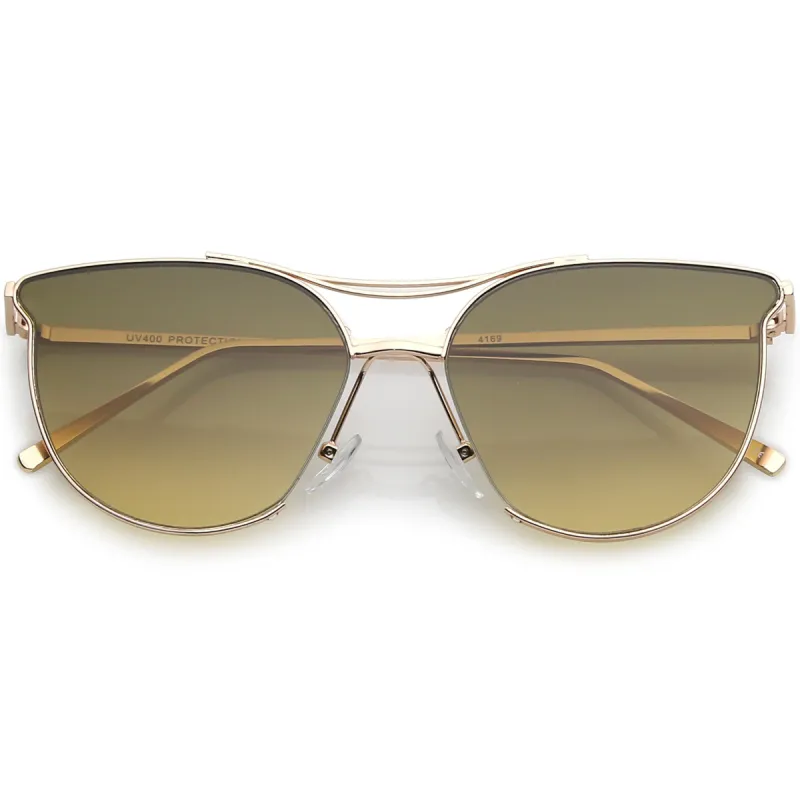 Retro Modern Wire Metal Frame Aviator Gradient Flat Lens Sunglasses A876 sold by ZeroUV