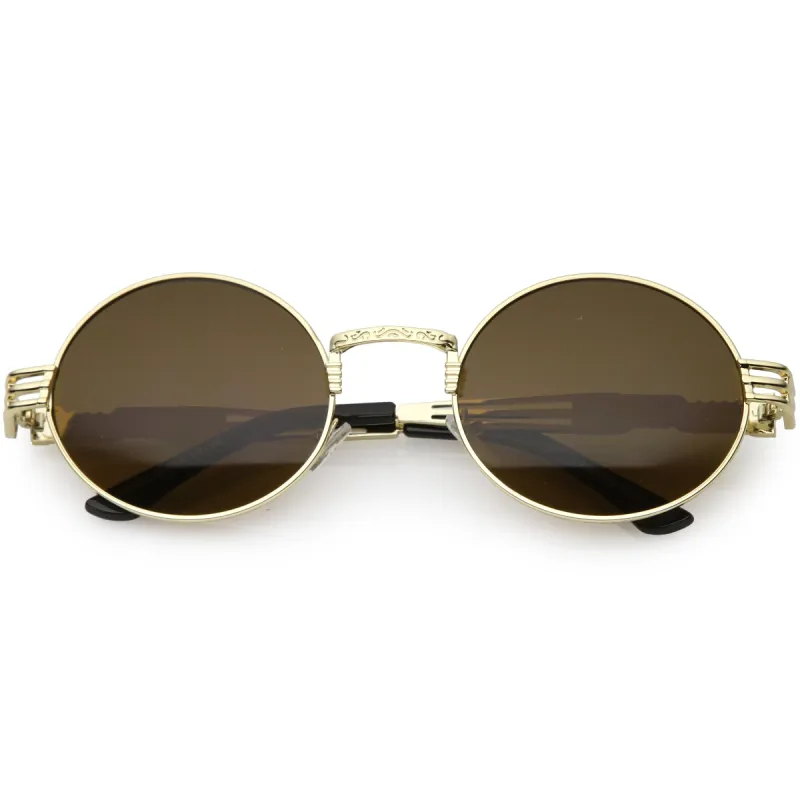 Vintage Steampunk Inspired Metal Oval Sunglasses C667 sold by ZeroUV