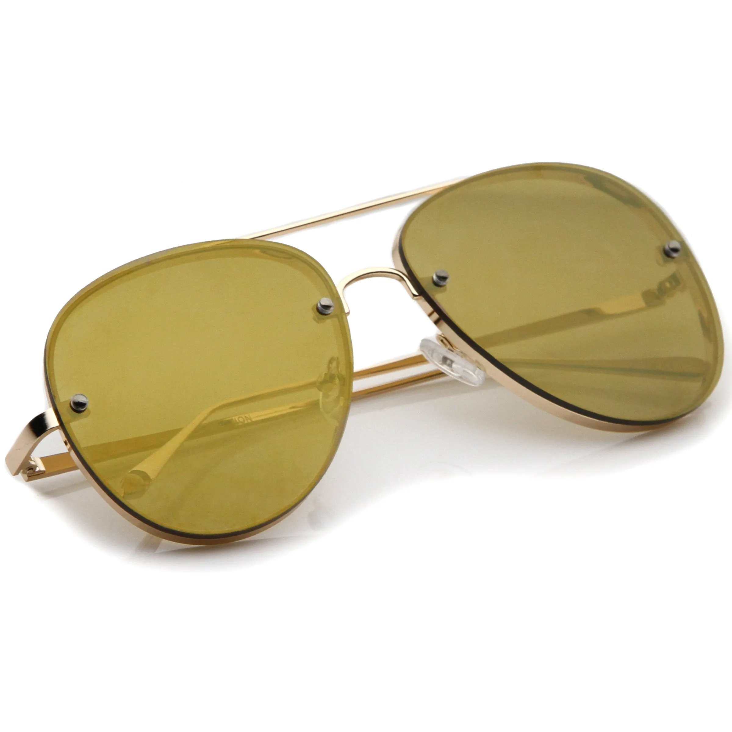 Modern Rimless Mirrored Flat Lens Aviator Sunglasses 60mm A849 sold by ZeroUV product image thumbnail 4