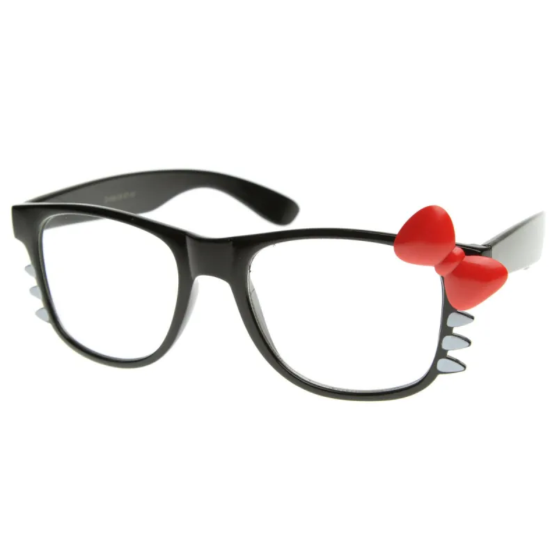 Cute Womens Kitty Bow Clear Lens Glasses With Whiskers 8499 sold by ZeroUV