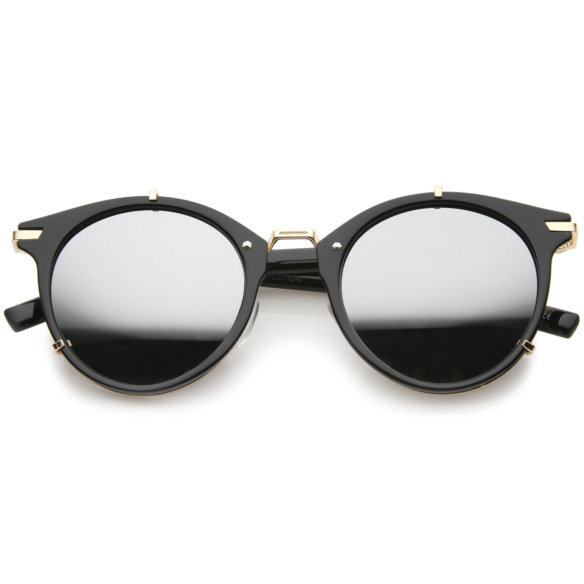 Retro Steampunk P3 Round Horned Rim Mirror Lens Sunglasses A240 sold by ZeroUV product image thumbnail 3
