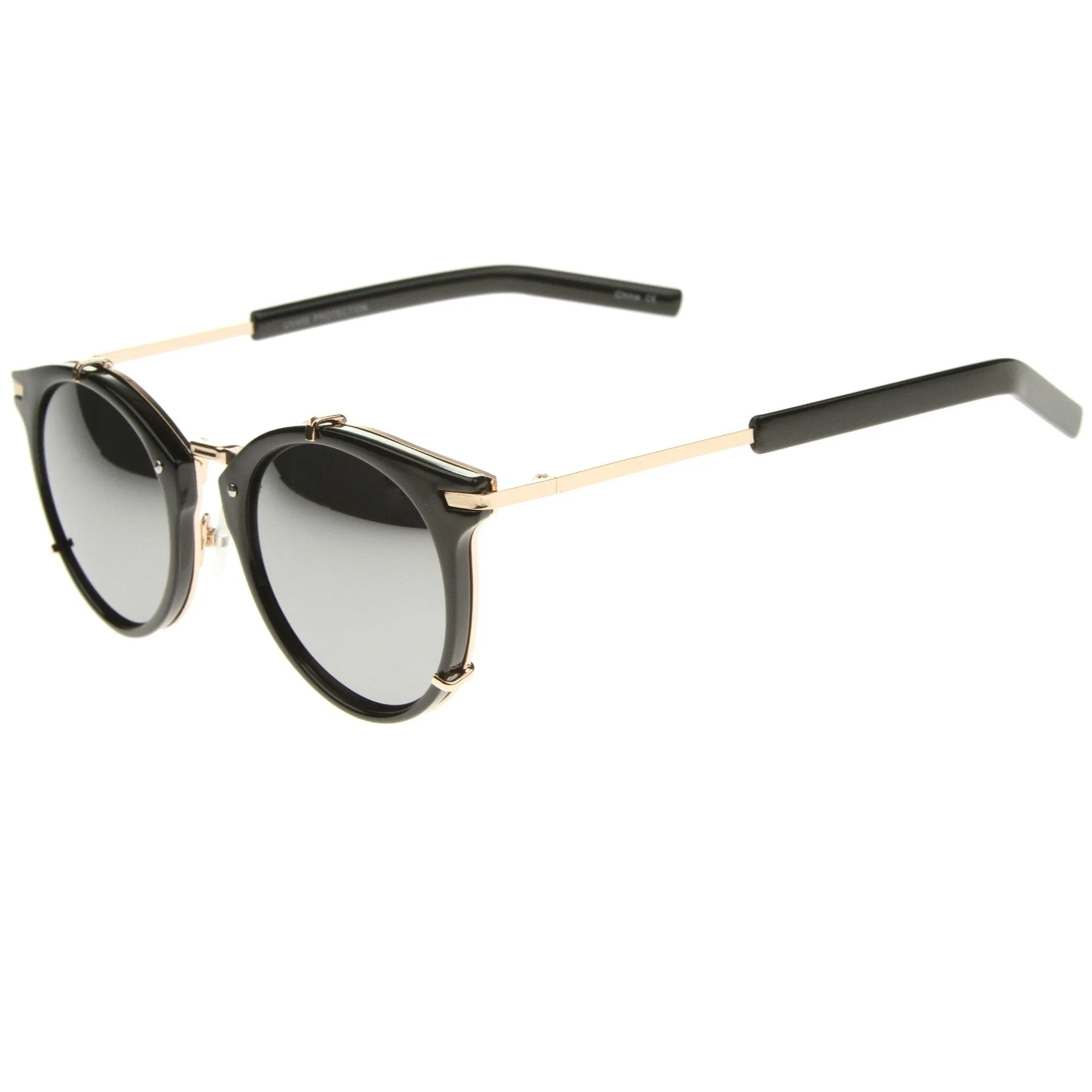 Retro Steampunk P3 Round Horned Rim Mirror Lens Sunglasses A240 sold by ZeroUV product image thumbnail 5