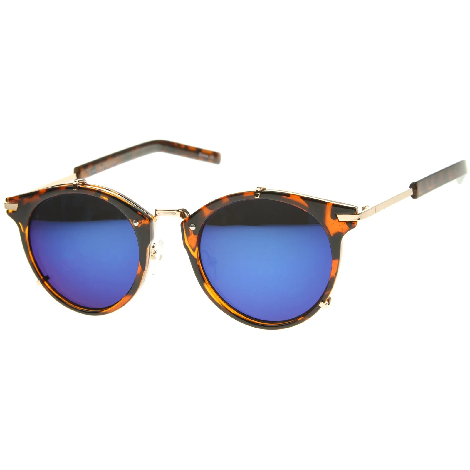 Retro Steampunk P3 Round Horned Rim Mirror Lens Sunglasses A240 sold by ZeroUV product image thumbnail 2