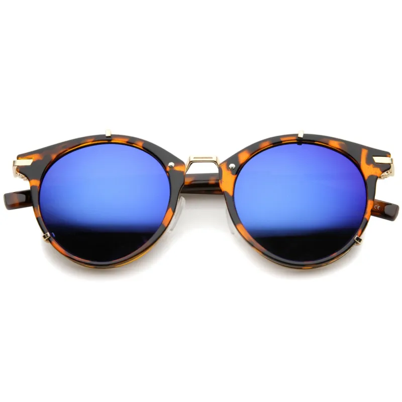 Retro Steampunk P3 Round Horned Rim Mirror Lens Sunglasses A240 sold by ZeroUV