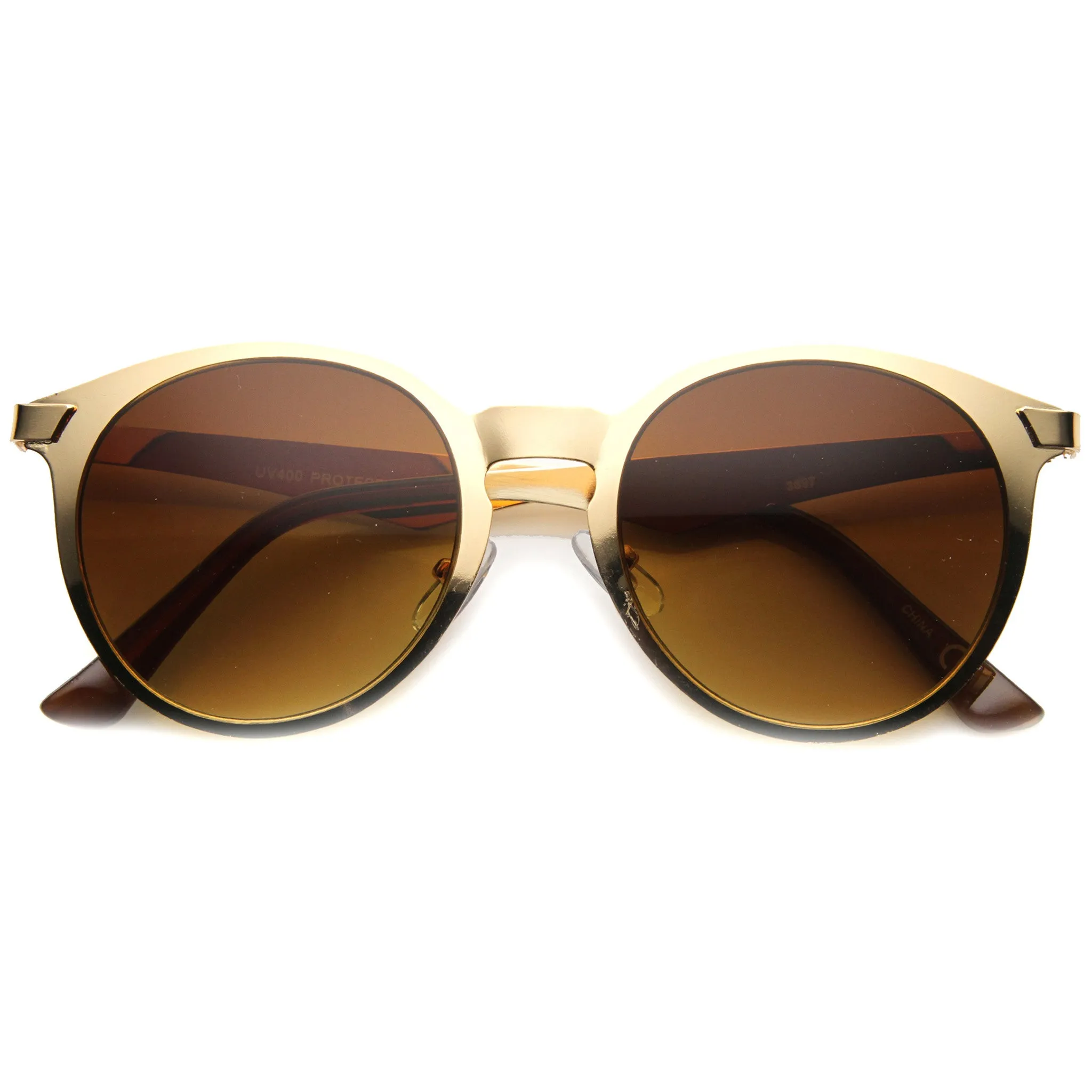 Modern P3 Horned Rim Low Profile Round Metal Sunglasses 9820 sold by ZeroUV product image thumbnail 5