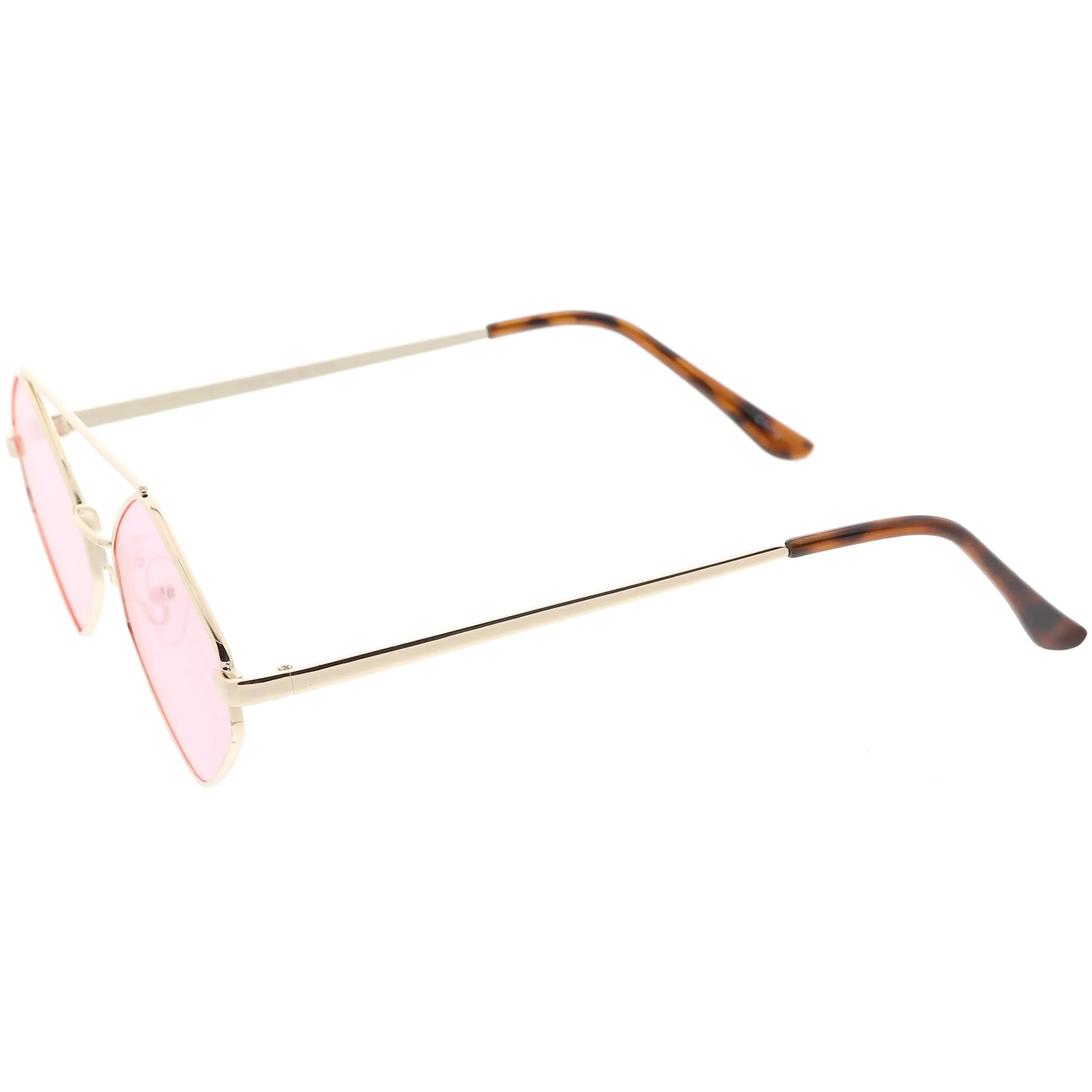 Retro Hexagon Diamond Shaped Color Toned Flat Lens Sunglasses C754 sold by ZeroUV product image thumbnail 3