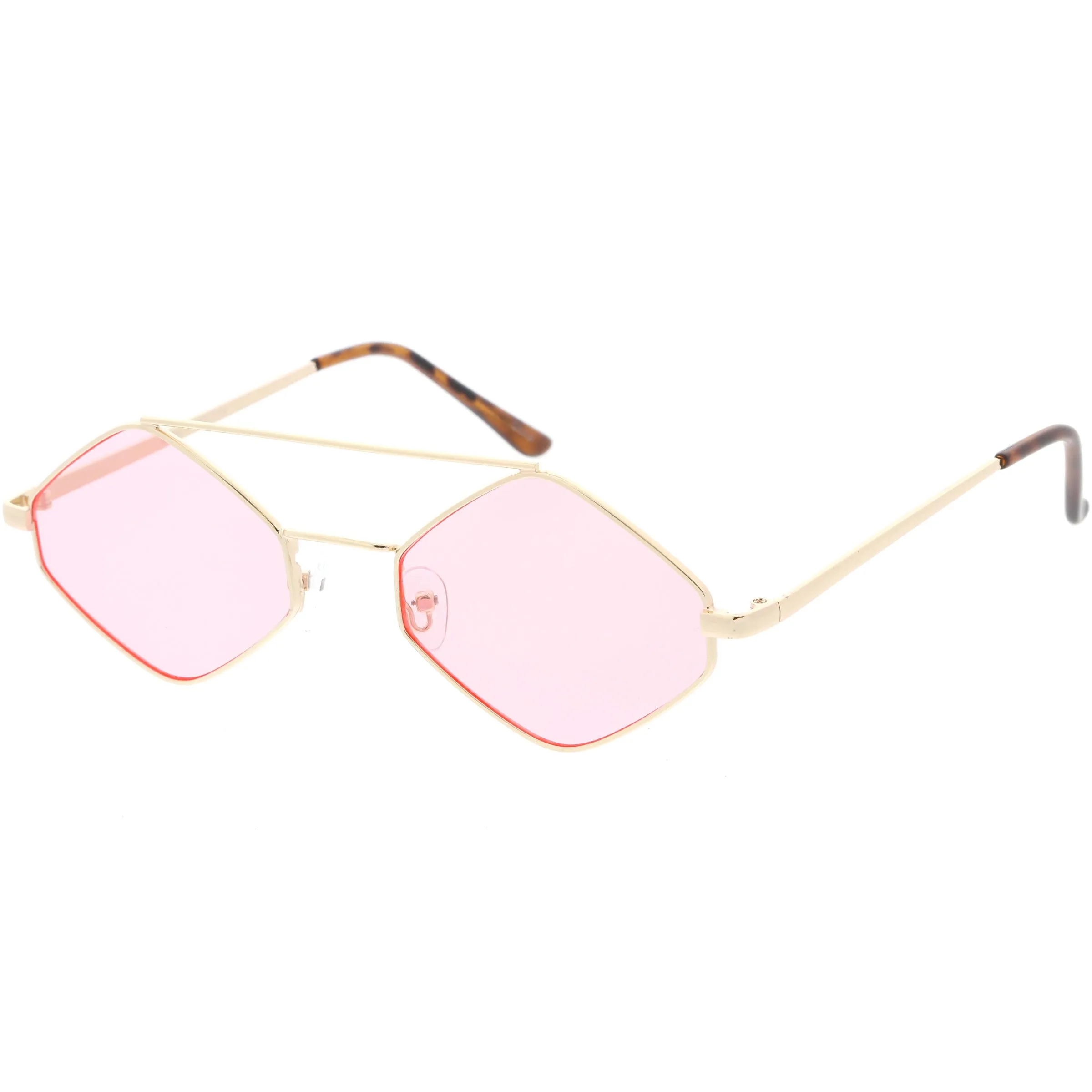 Retro Hexagon Diamond Shaped Color Toned Flat Lens Sunglasses C754 sold by ZeroUV product image thumbnail 2