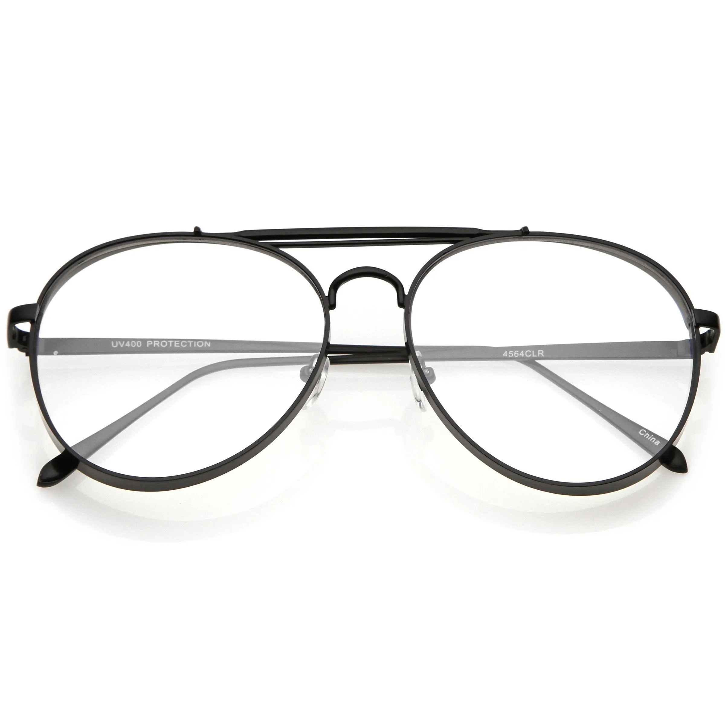 Oversize Retro Dapper Clear Flat Lens Aviator Glasses C326 sold by ZeroUV product image thumbnail 3