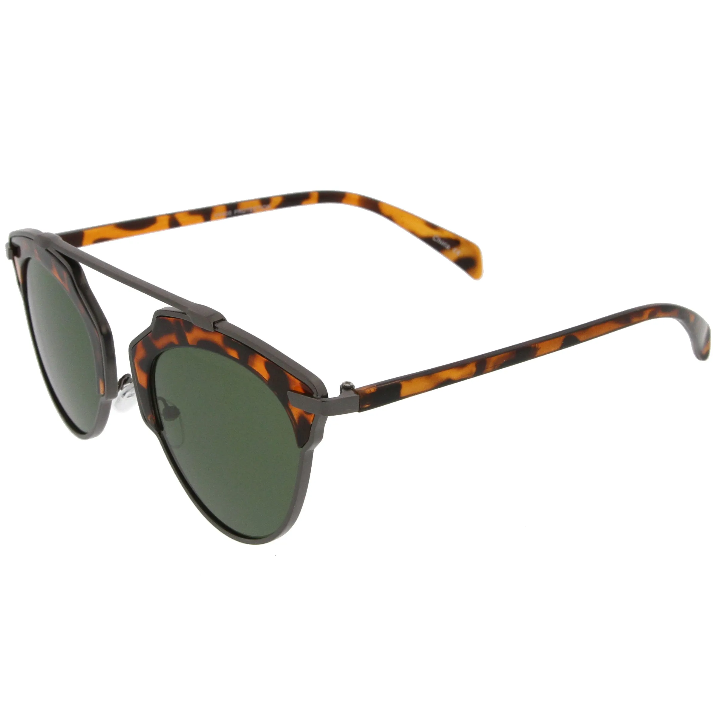 Oversize Half-Frame Mirrored Flat Lens Round Sunglasses A338 sold by ZeroUV product image thumbnail 3