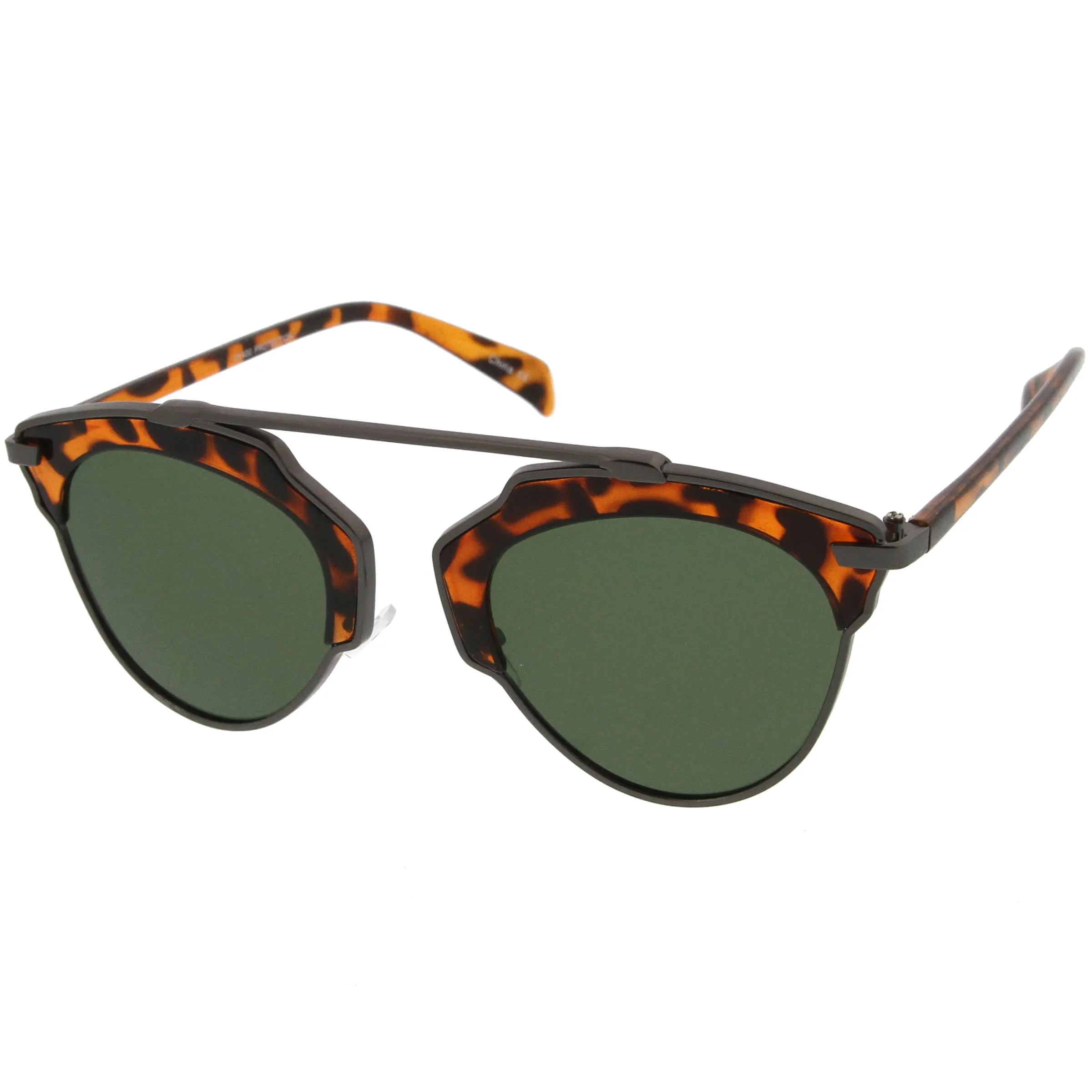 Oversize Half-Frame Mirrored Flat Lens Round Sunglasses A338 sold by ZeroUV product image thumbnail 2