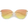 Oversize Wire Frame Gradient Flat Lens Sunglasses A930 sold by ZeroUV