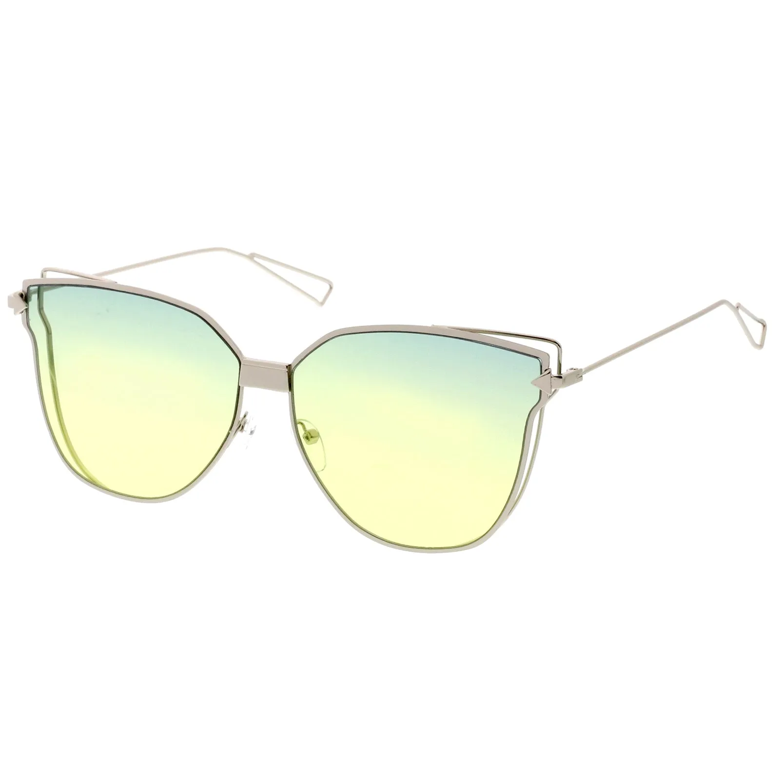 Oversize Wire Frame Gradient Flat Lens Sunglasses A930 sold by ZeroUV product image thumbnail 2