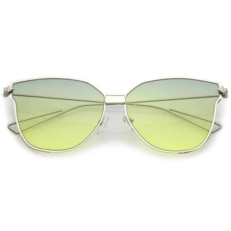 Oversize Wire Frame Gradient Flat Lens Sunglasses A930 sold by ZeroUV