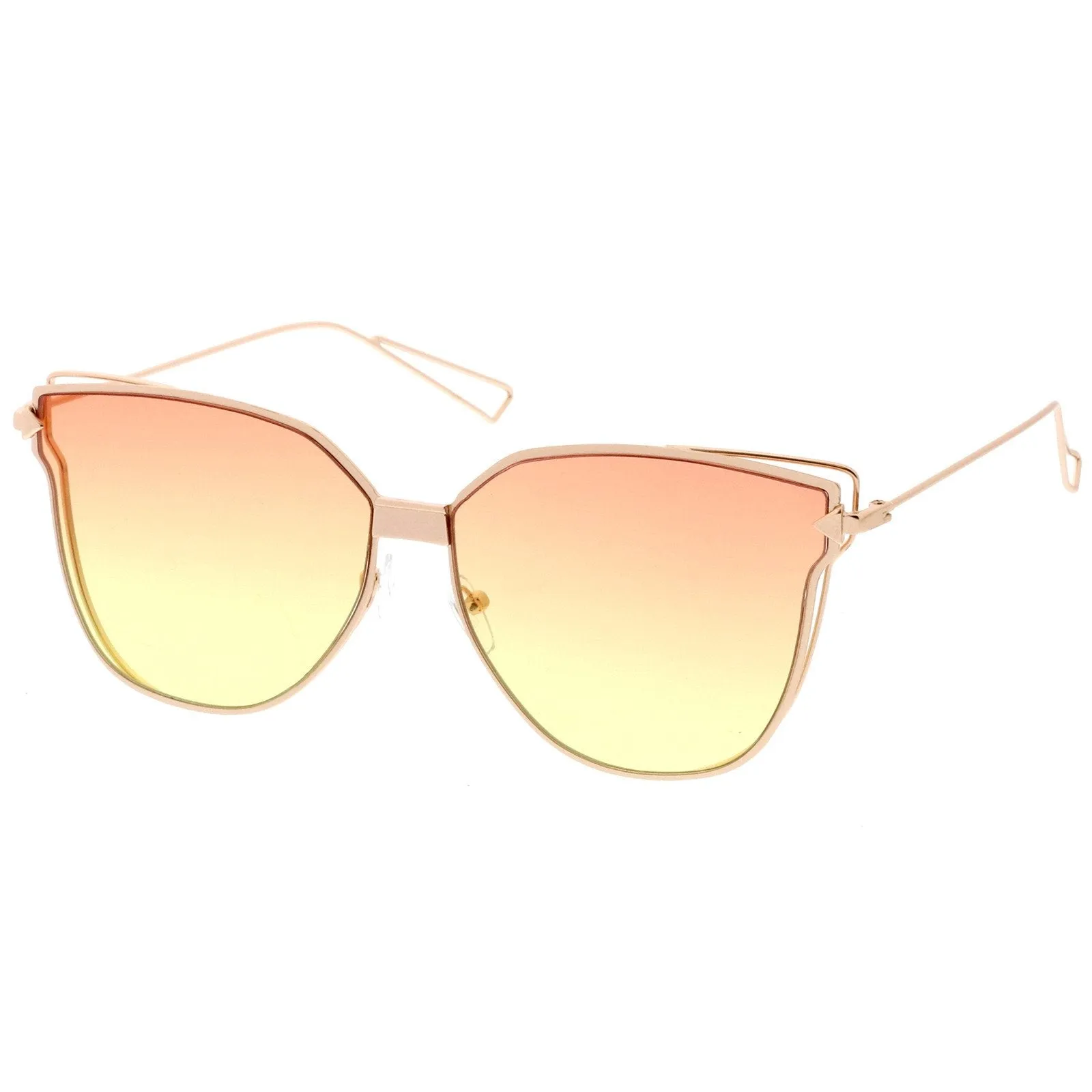 Oversize Wire Frame Gradient Flat Lens Sunglasses A930 sold by ZeroUV product image thumbnail 4