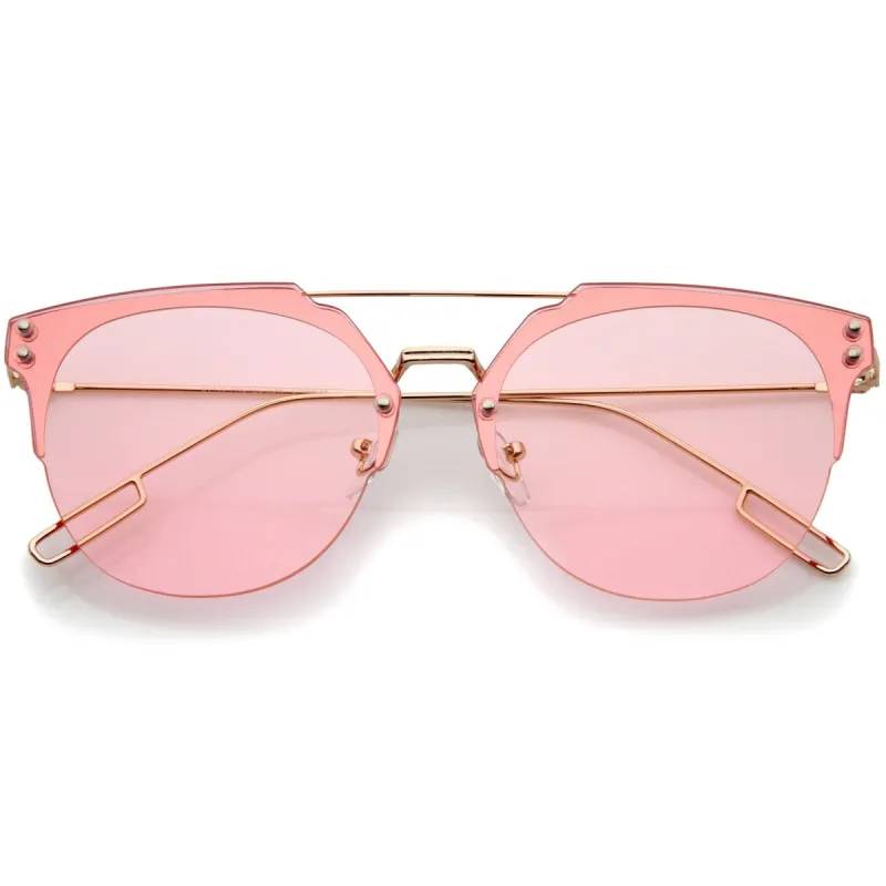 Modern Ultra Slim Rimless Pantos Flat Lens Sunglasses A393 sold by ZeroUV