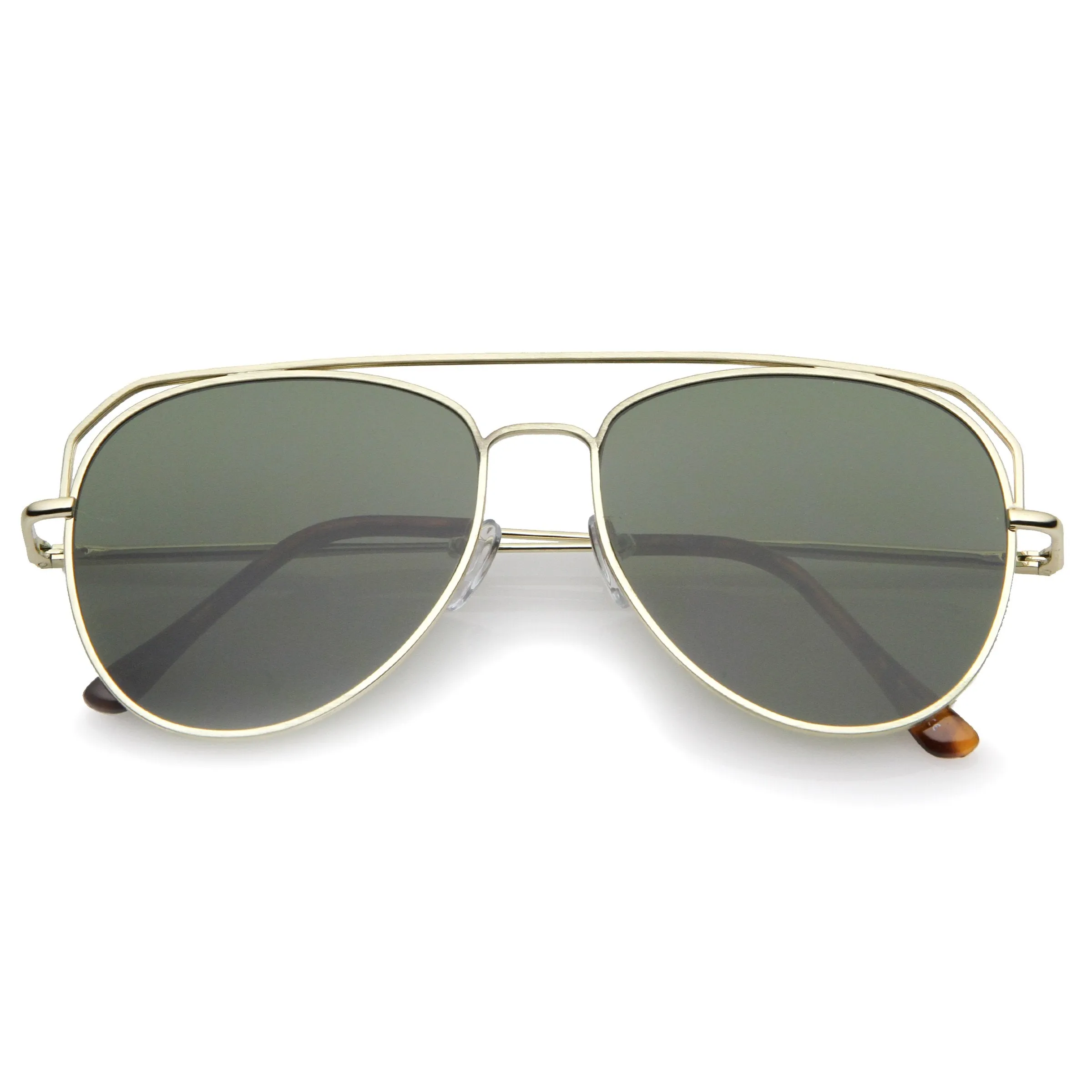 Retro Modern Geometric Flat Top Metal Aviator Sunglasses A771 sold by ZeroUV