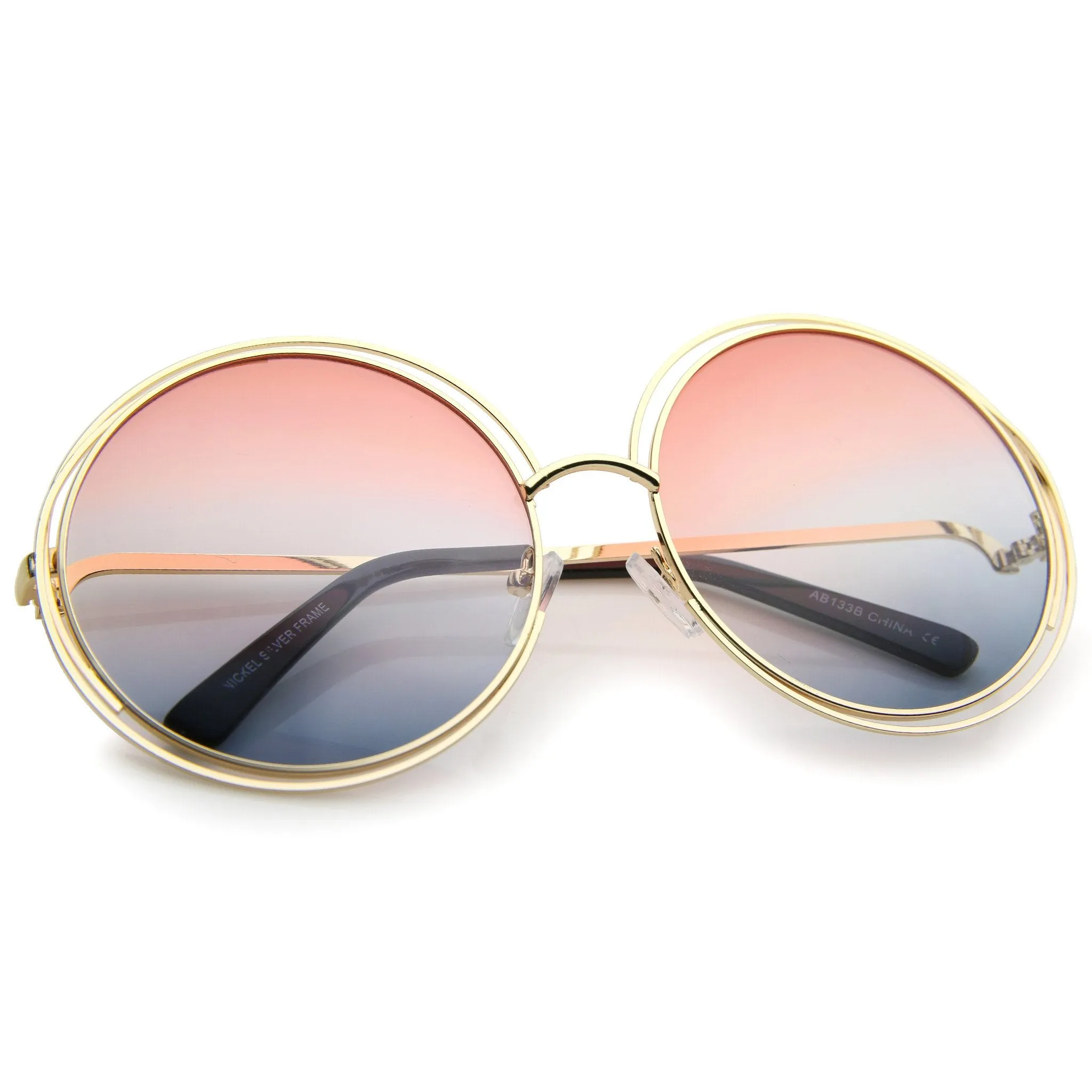 Women's Retro Hippie Oversize Round Gradient Lens Sunglasses A194 sold by ZeroUV product image thumbnail 5