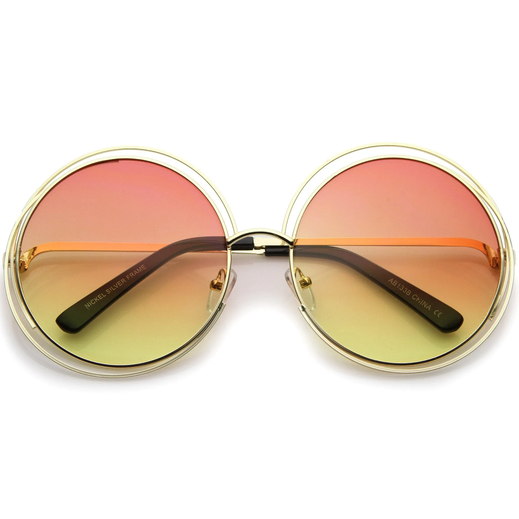 Women's Retro Hippie Oversize Round Gradient Lens Sunglasses A194 sold by ZeroUV product image thumbnail 4